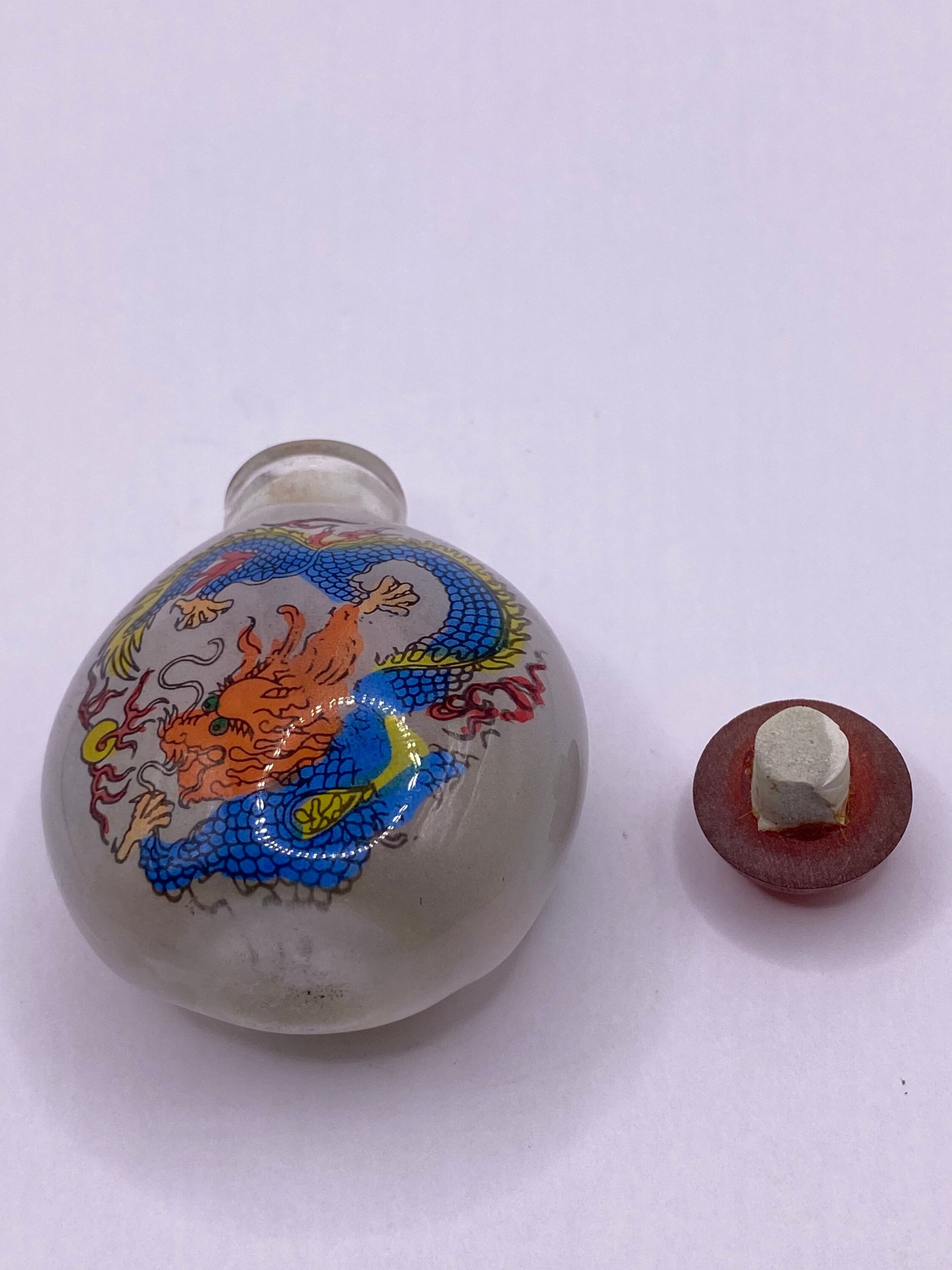 Vintage Hand Painted Glass Bottle Snuff Perfume Flask