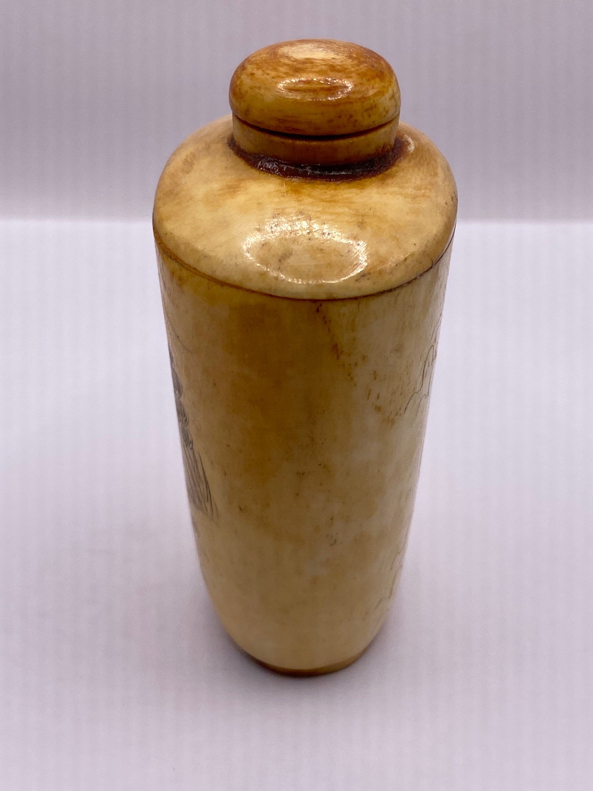 Vintage Hand carved Bone Bottle Snuff Perfume Flask