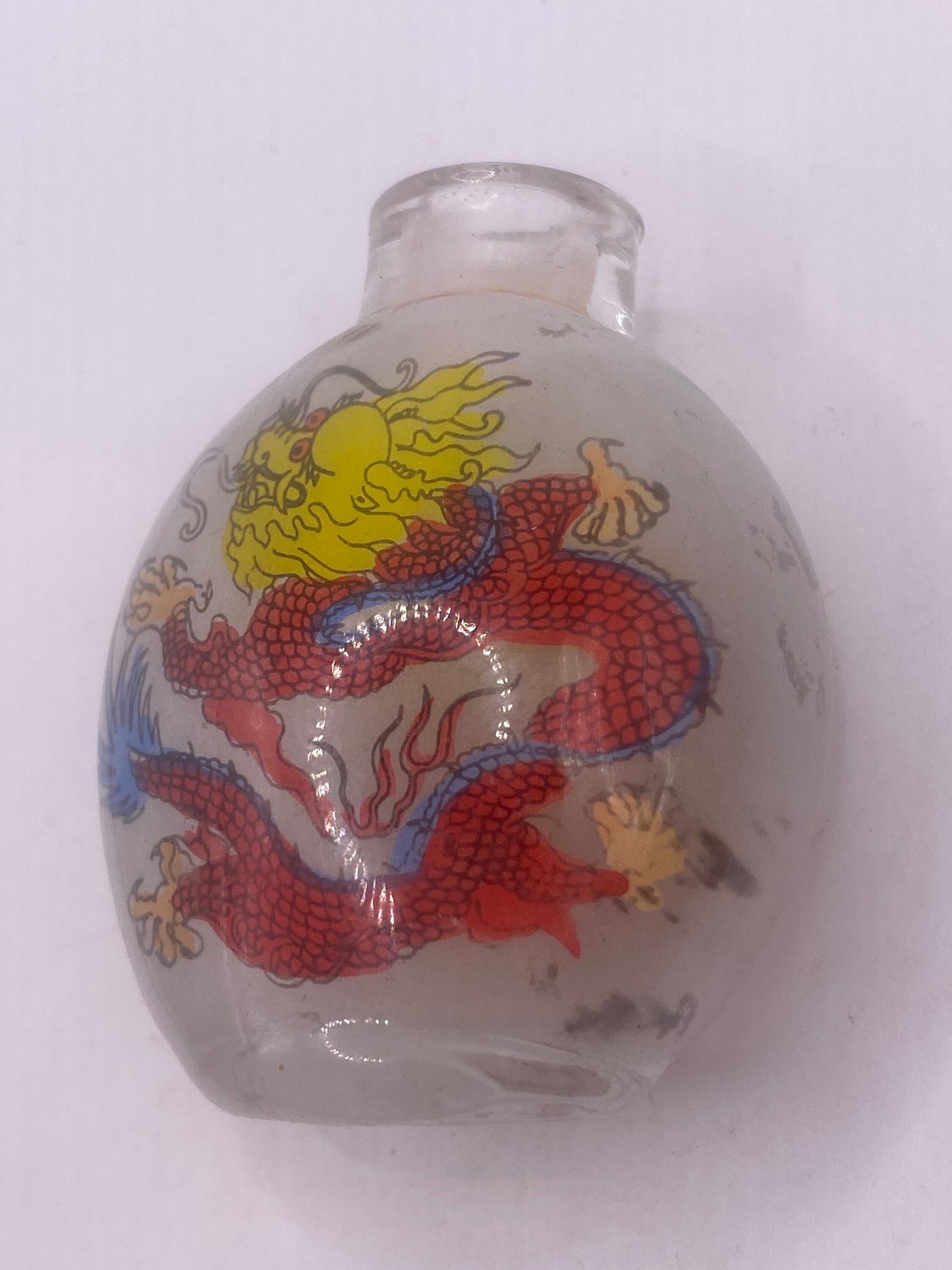 Vintage Hand Painted Glass Bottle Snuff Perfume Flask