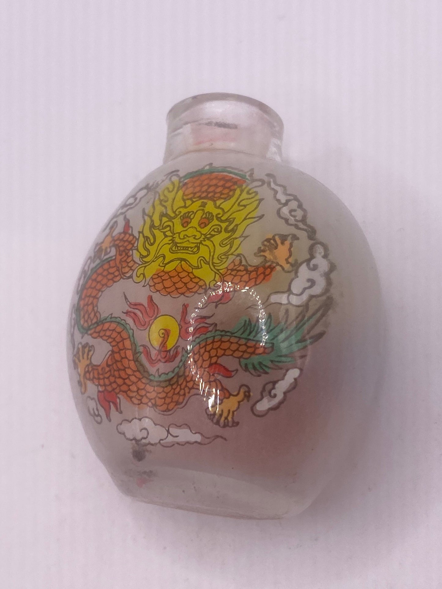 Vintage Hand Painted Glass Bottle Snuff Perfume Flask