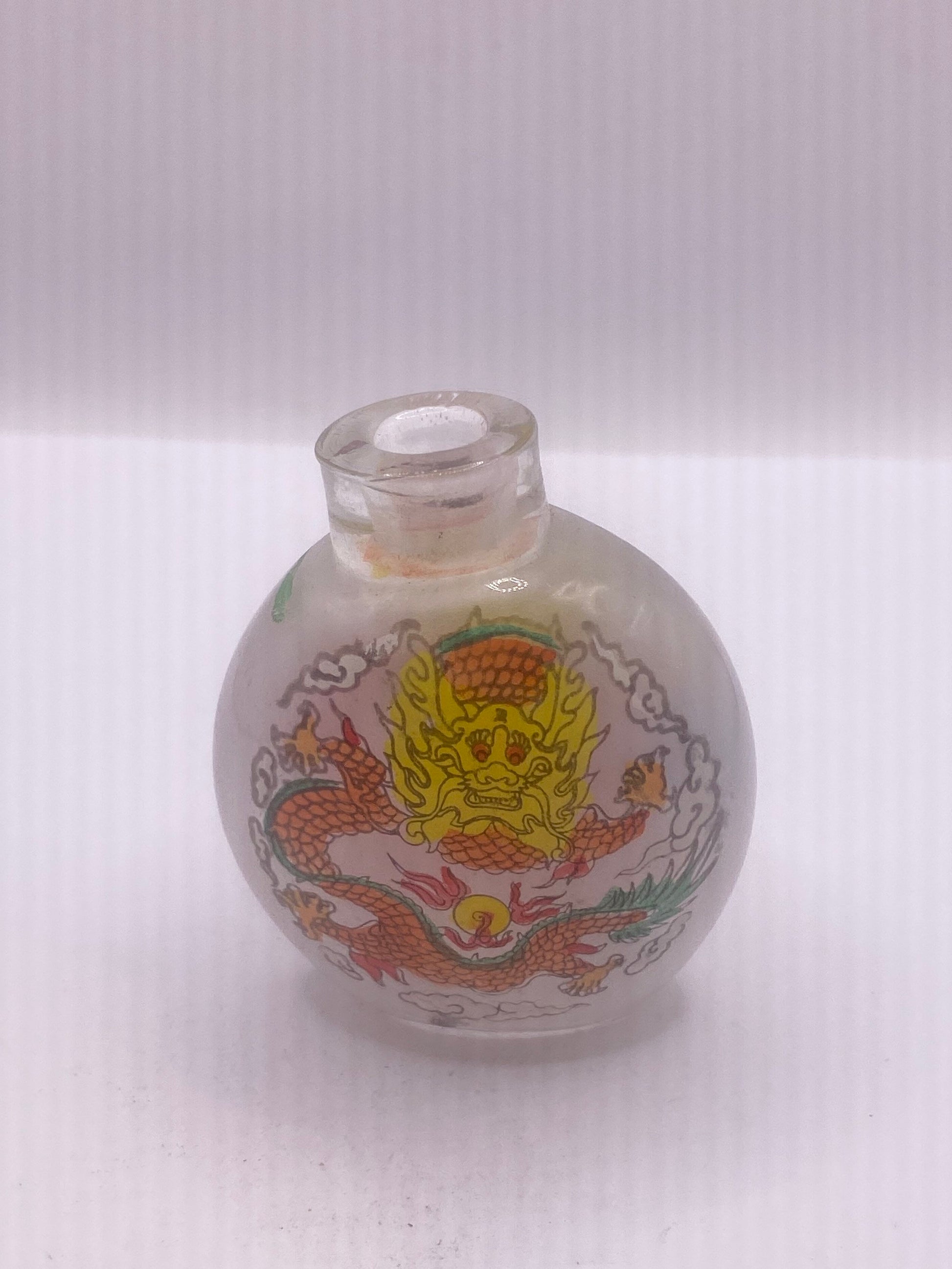 Vintage Hand Painted Glass Bottle Snuff Perfume Flask