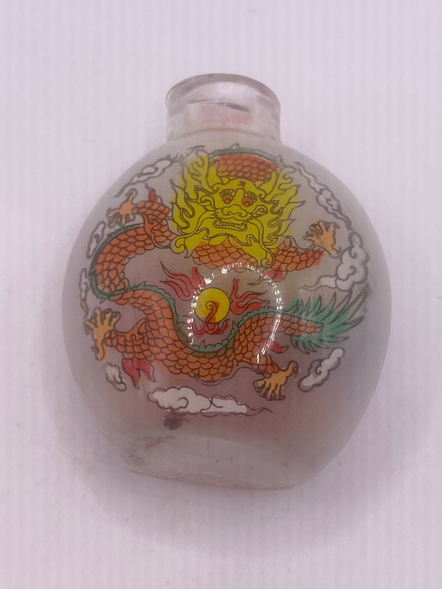 Vintage Hand Painted Glass Bottle Snuff Perfume Flask