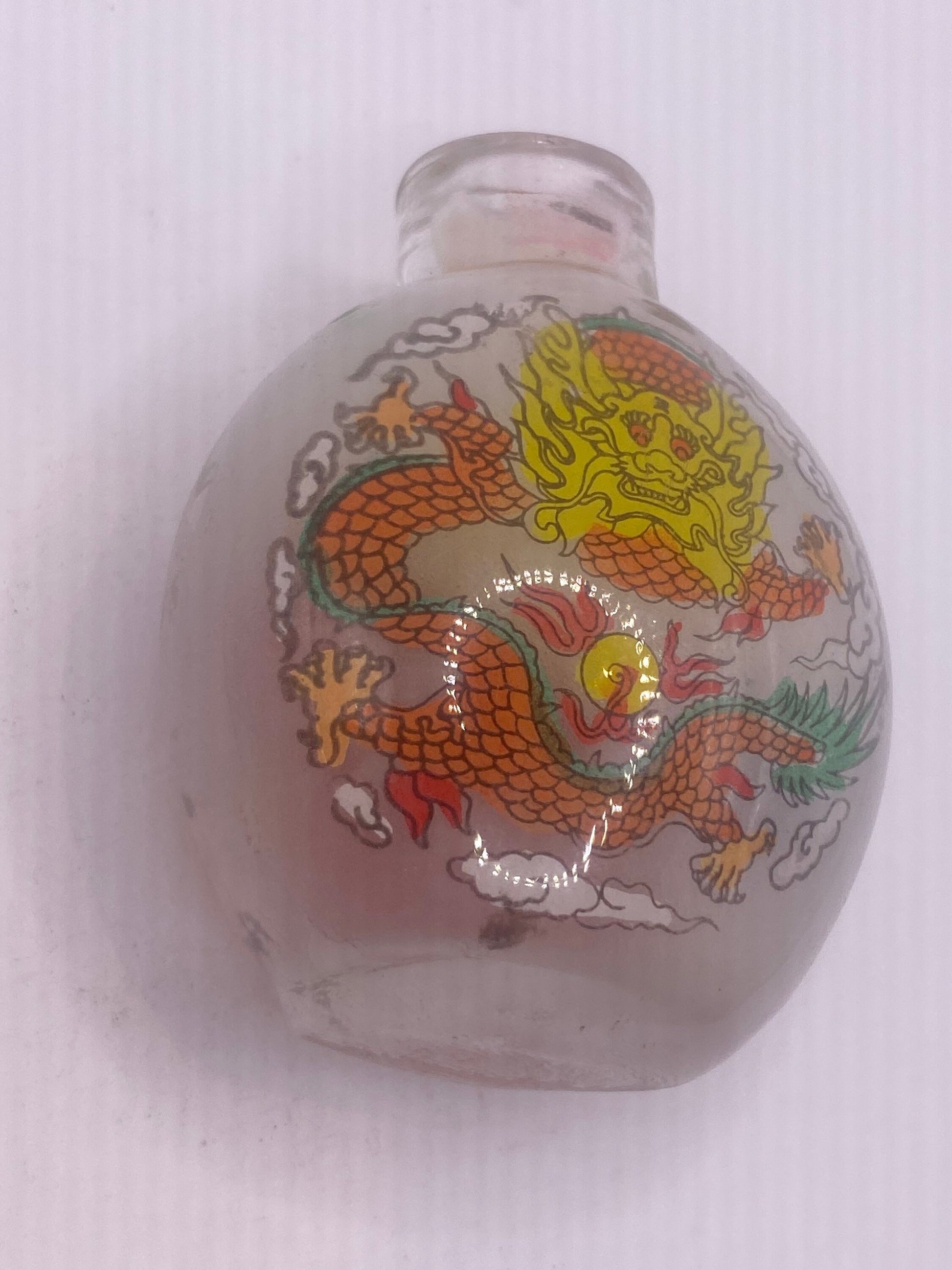 Vintage Hand Painted Glass Bottle Snuff Perfume Flask