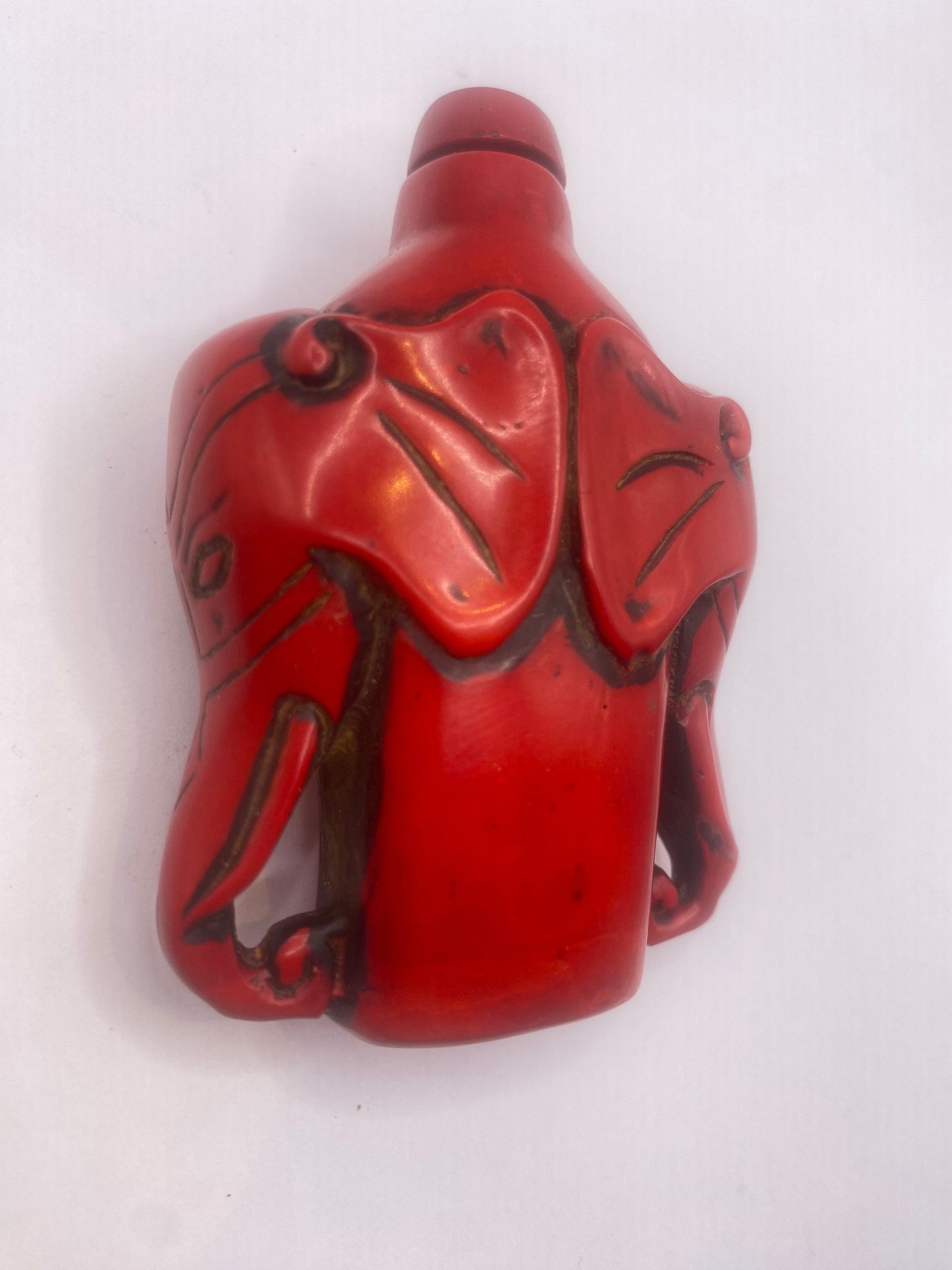 Vintage Dragon Bottle Snuff Perfume Flask Cinnabar Resin