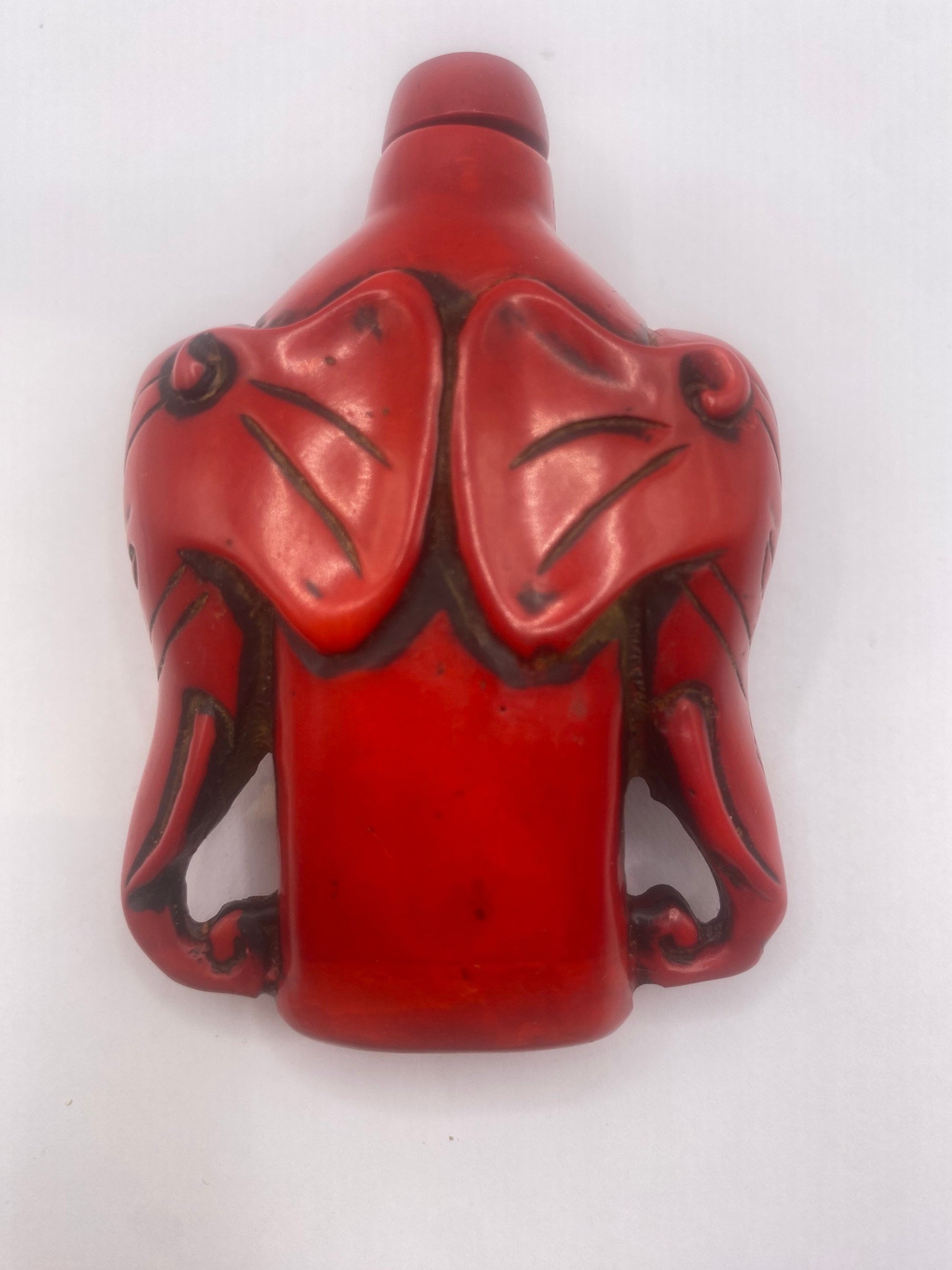 Vintage Dragon Bottle Snuff Perfume Flask Cinnabar Resin