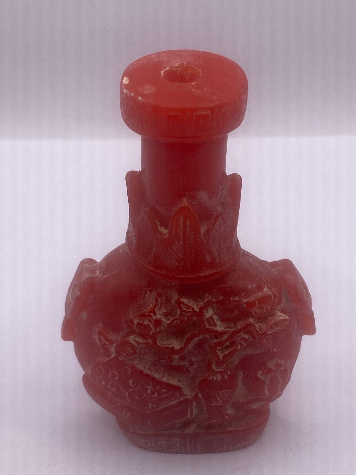 Vintage Dragon Bottle Snuff Perfume Flask Cinnabar Resin
