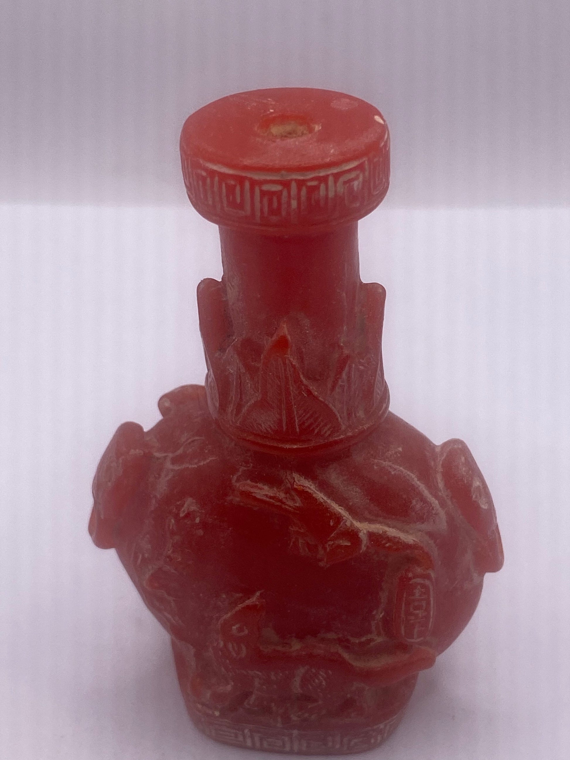 Vintage Dragon Bottle Snuff Perfume Flask Cinnabar Resin