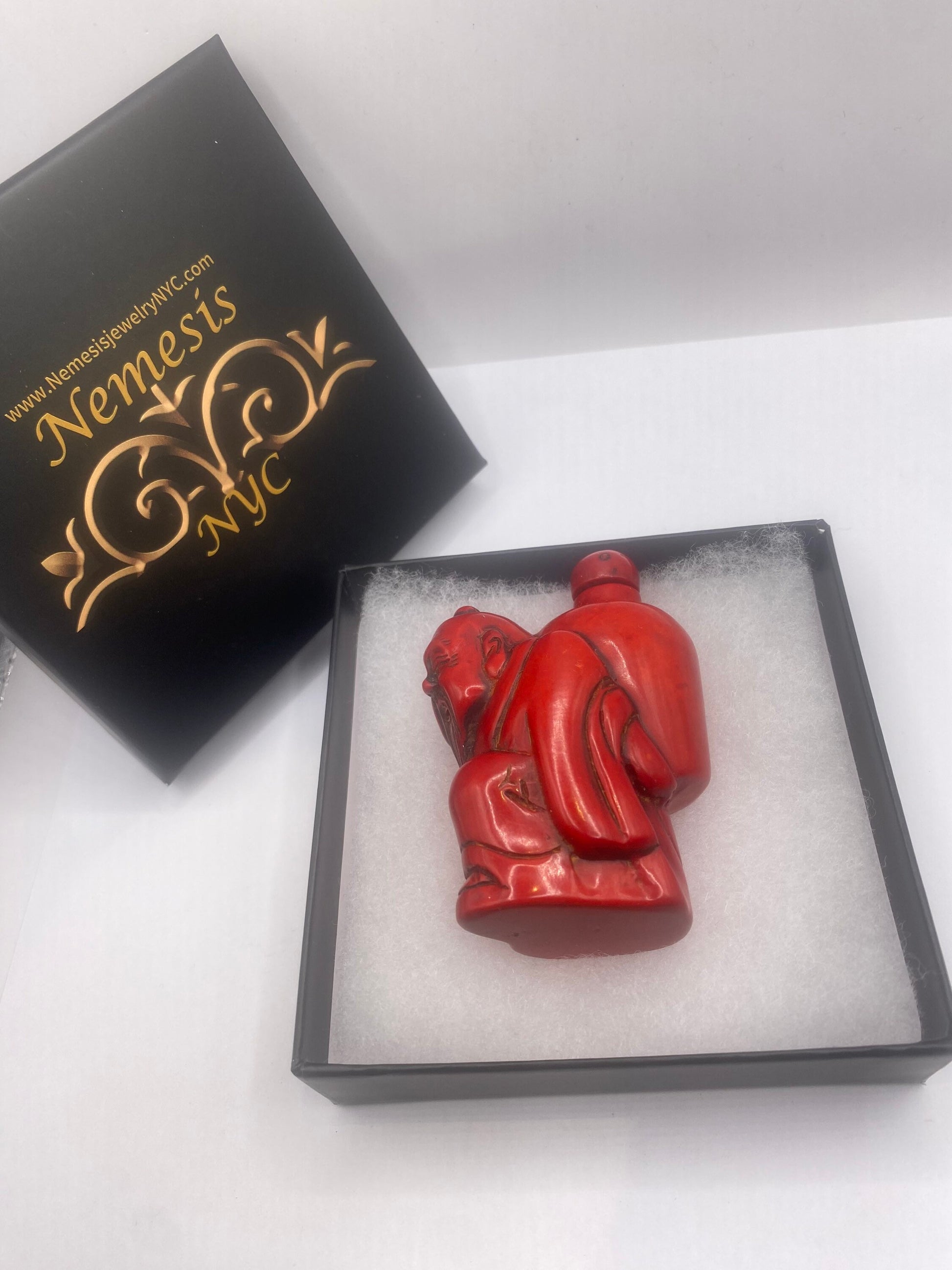 Vintage Dragon Bottle Snuff Perfume Flask Cinnabar Resin