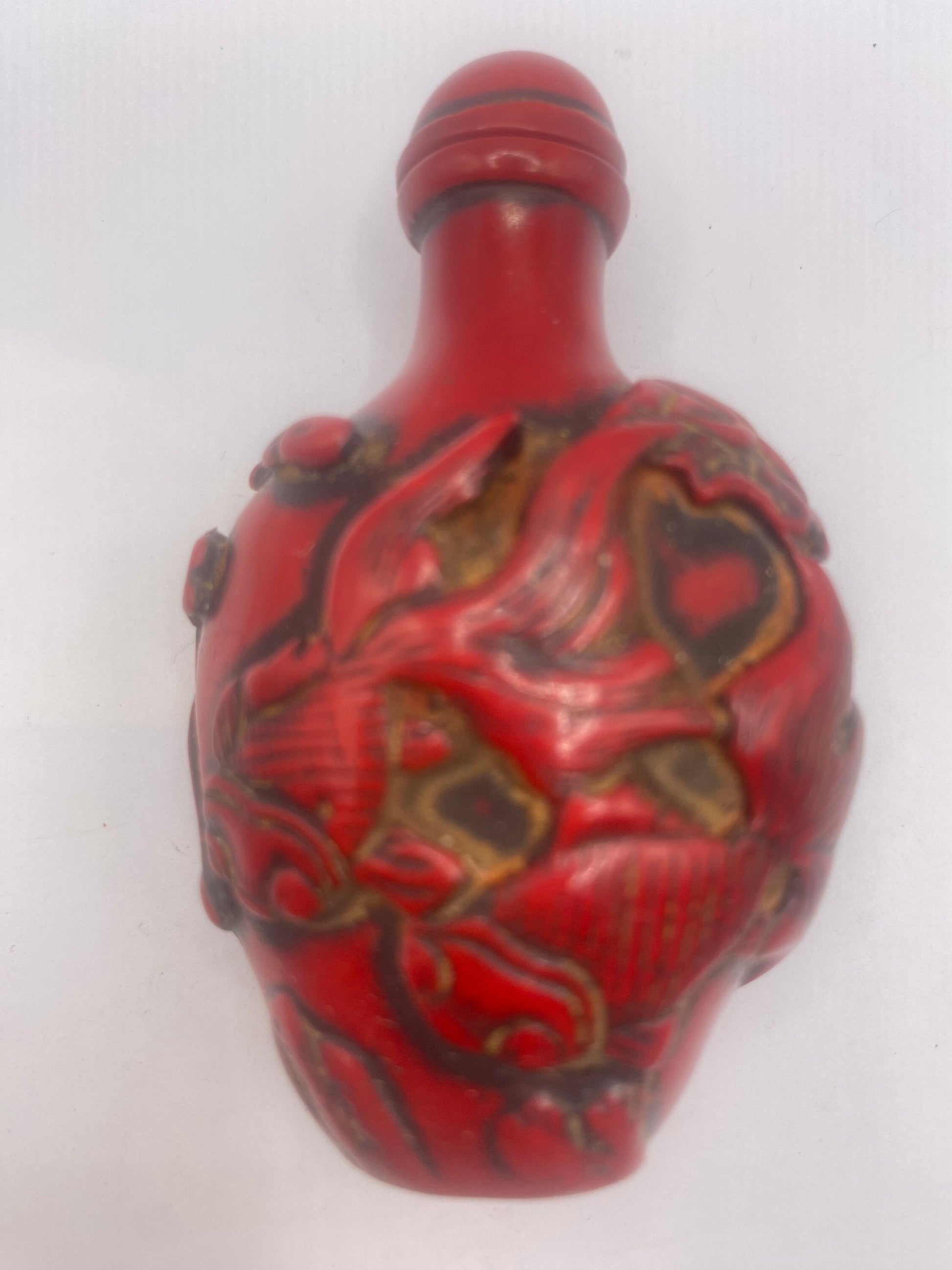 Vintage Dragon Bottle Snuff Perfume Flask Cinnabar Resin