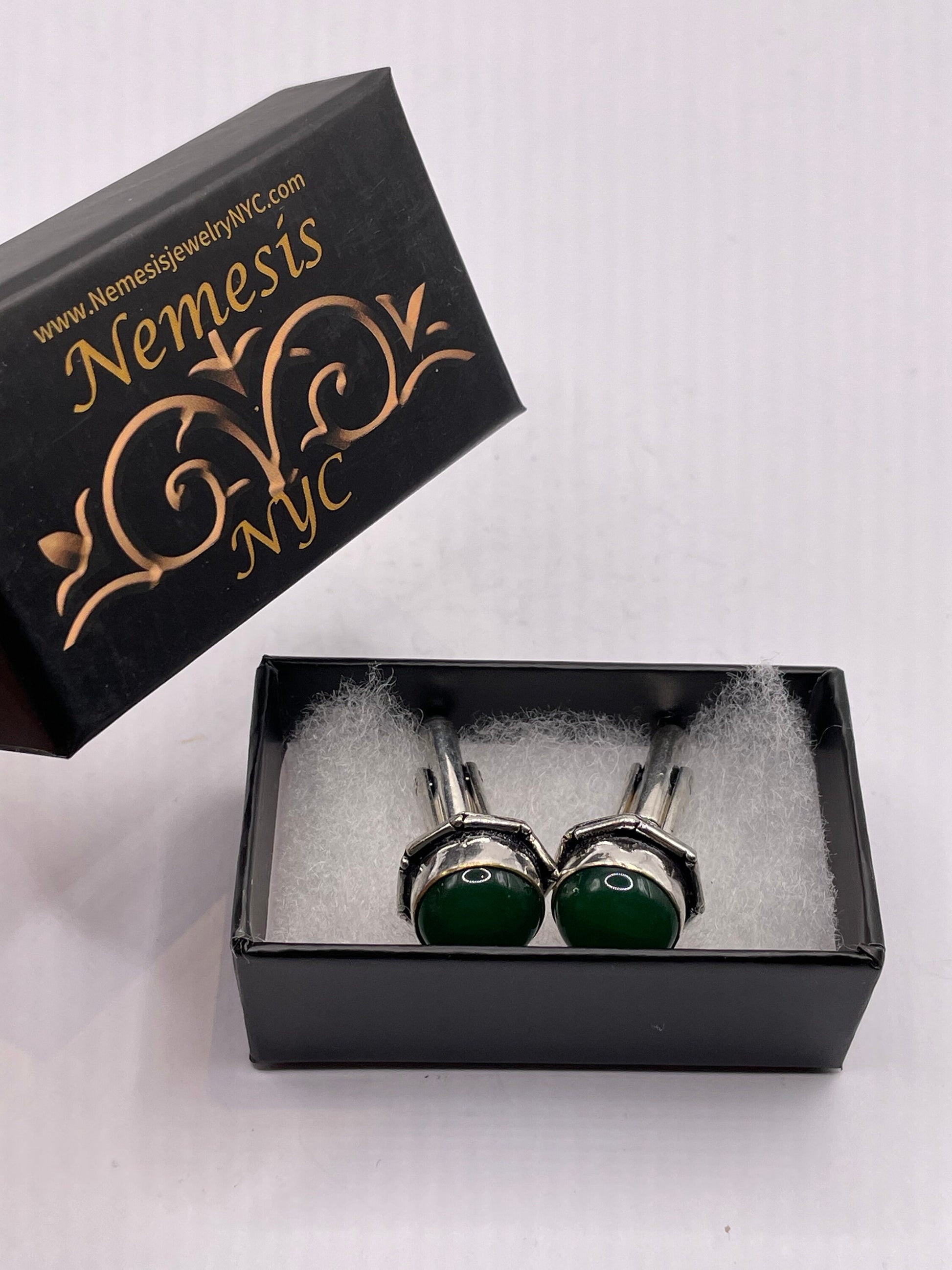 Vintage Green Onyx Cuff Links