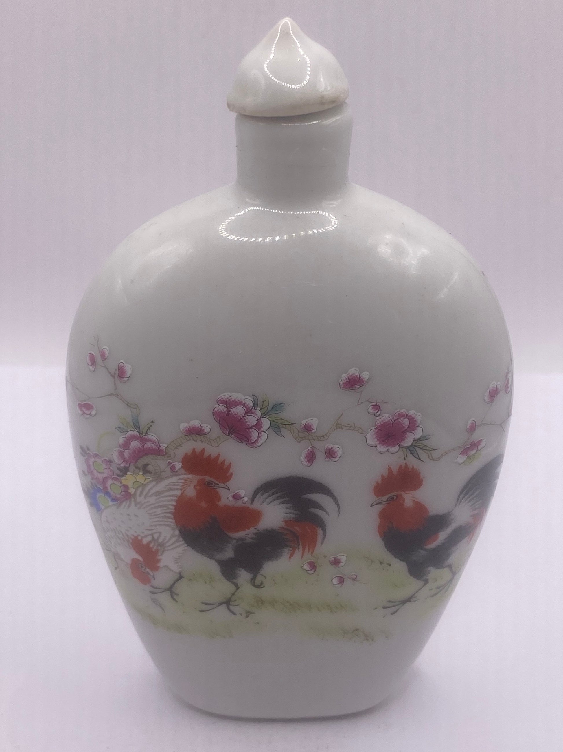 Vintage Bottle Snuff Perfume Flask Hand Painted Porcelain