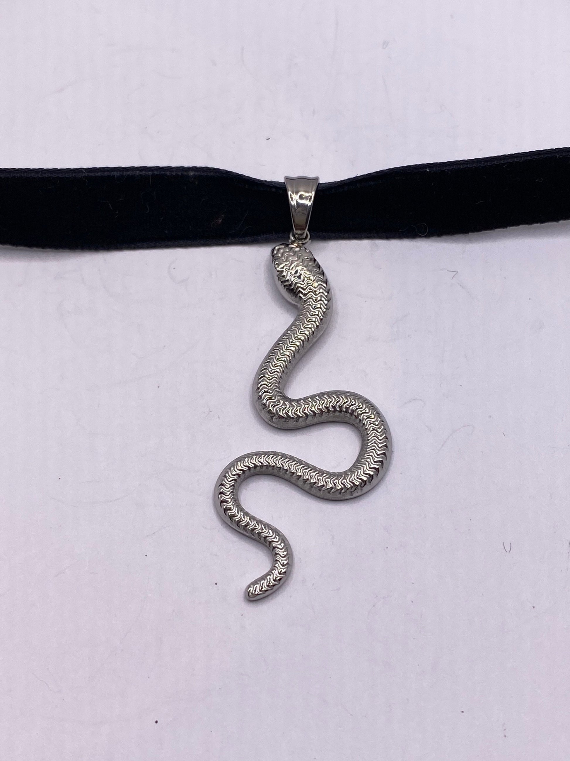 Vintage Stainless Steel Snake Choker Necklace