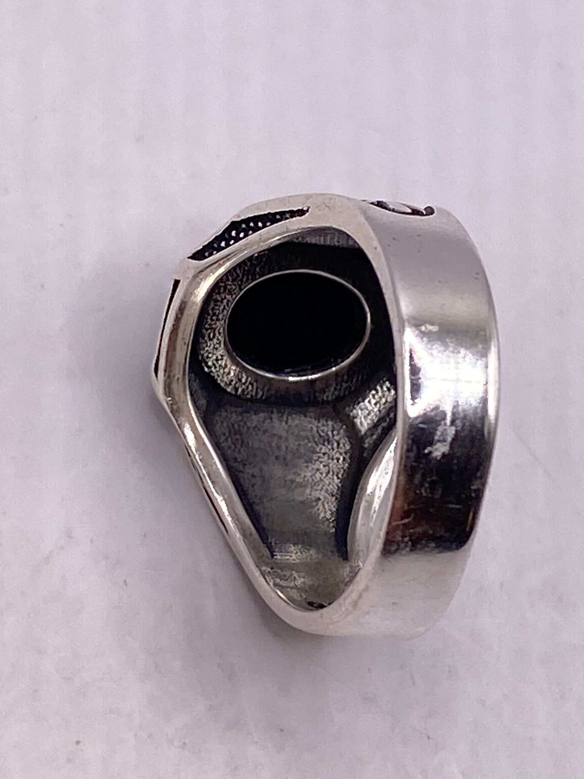 Vintage Hematite Mens Ring in 925 Sterling Silver Persian Styled with Genuine Faceted Hematite