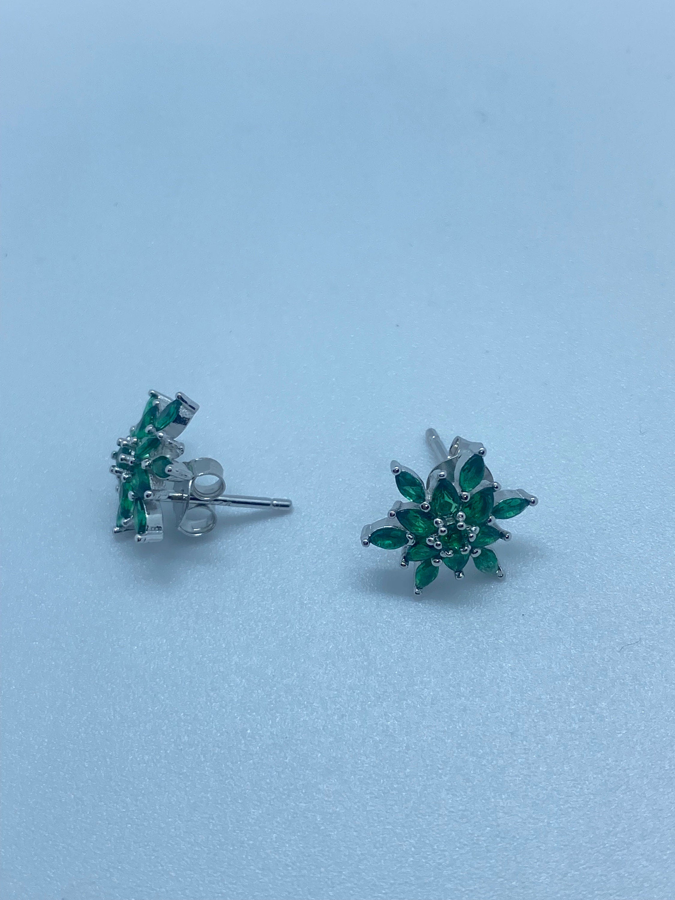 Vintage Handmade 925 Sterling on sale Silver Chrome Diopside Earrings