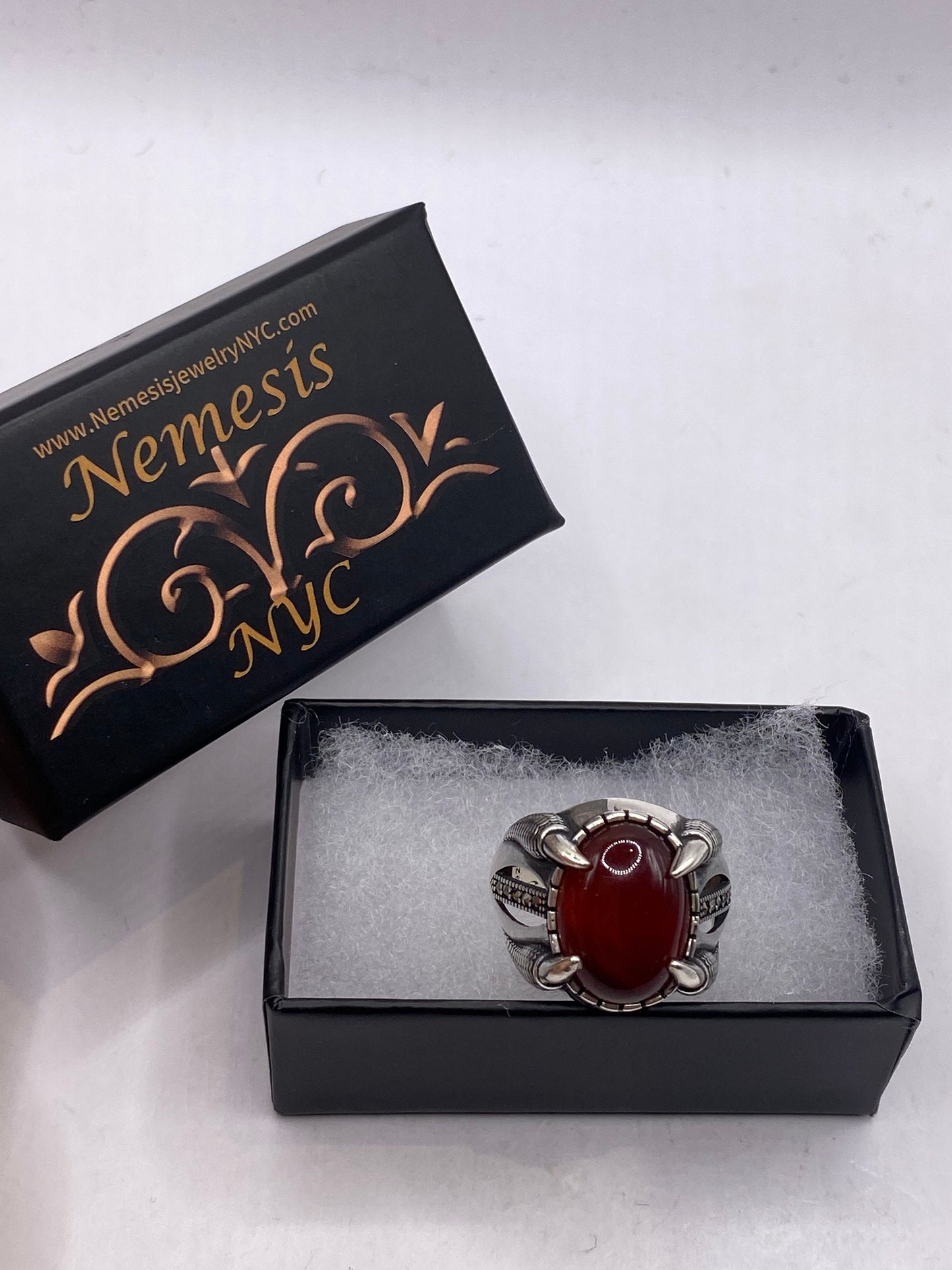 Vintage Genuine Red Carnelian 925 Sterling Silver Marcasite Ring