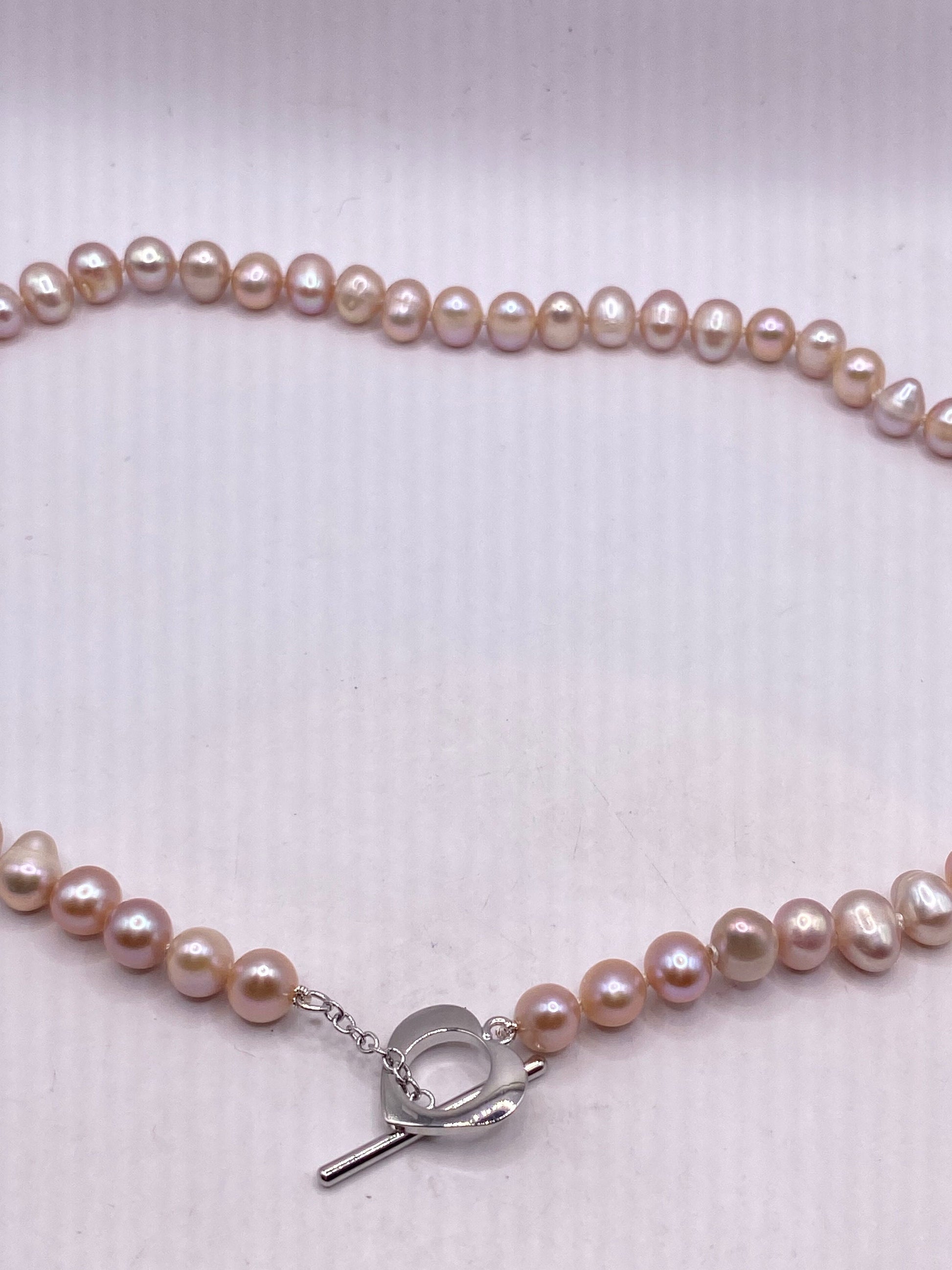 Vintage Hand Knotted Pink Pearl 18 inch Necklace