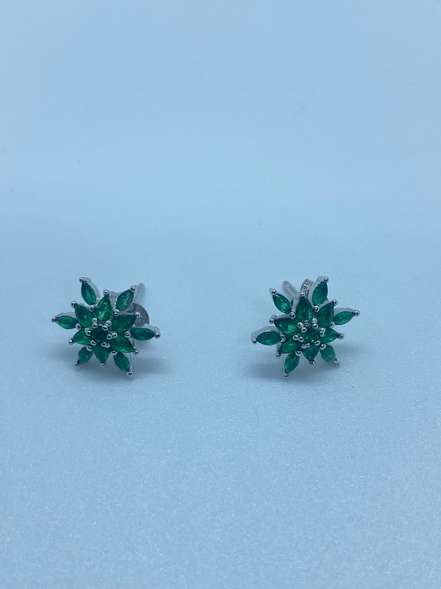 Vintage Chrome Diopside Earrings 925 Sterling Silver Stud Button