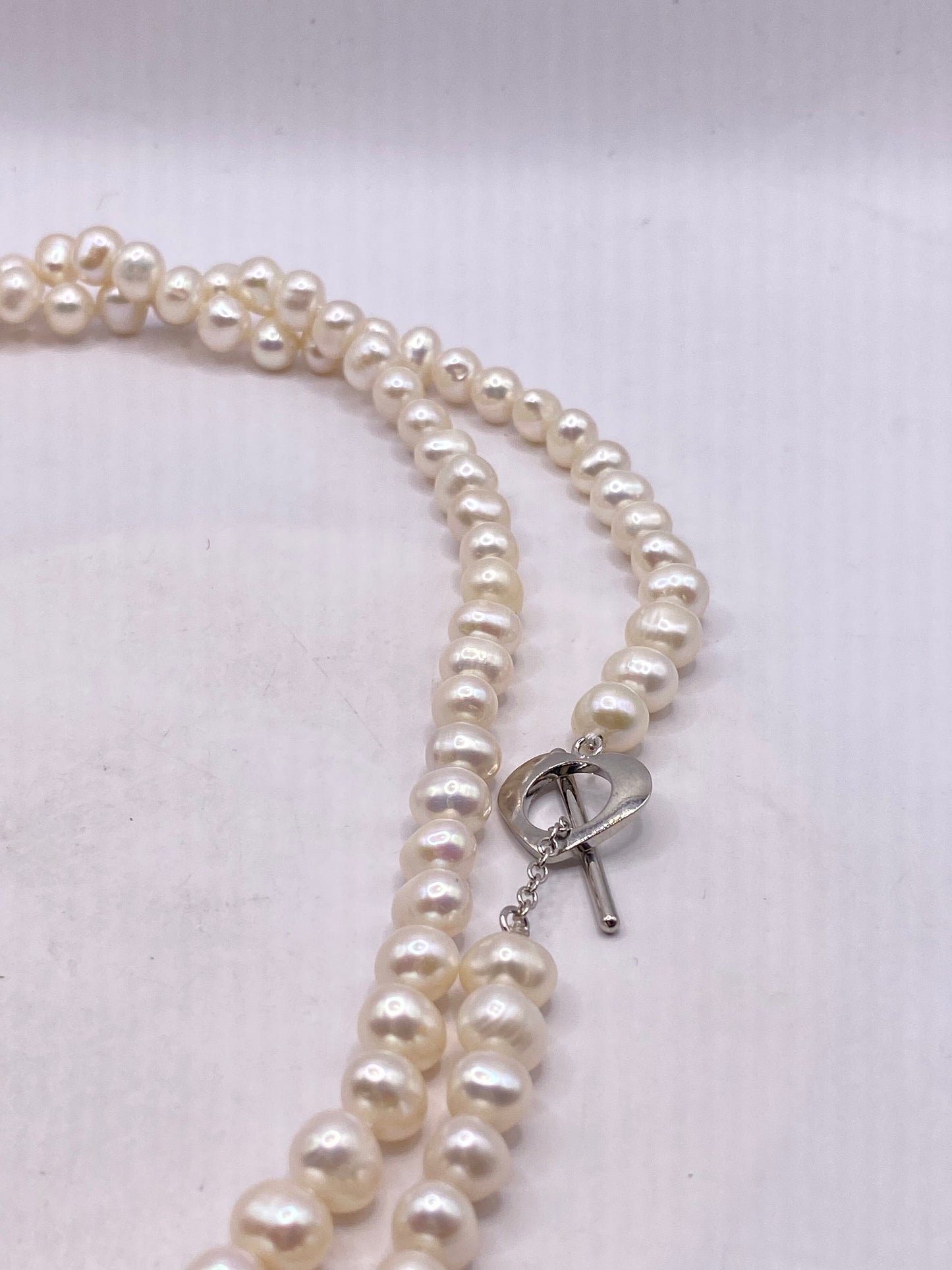 Vintage Hand Knotted White Pearl 45 inch Necklace