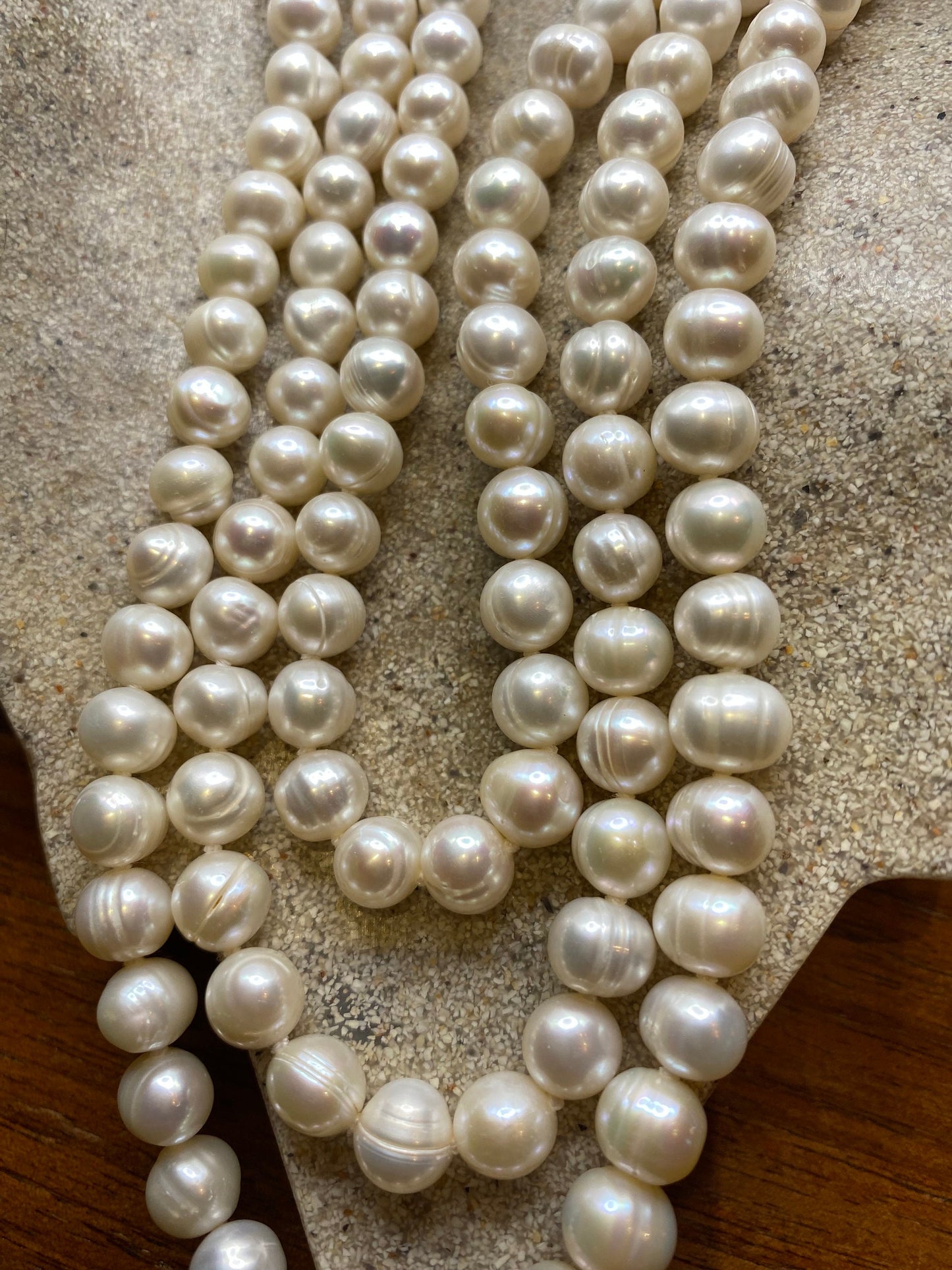 Vintage Hand Knotted White Pearl 3 Strand Necklace