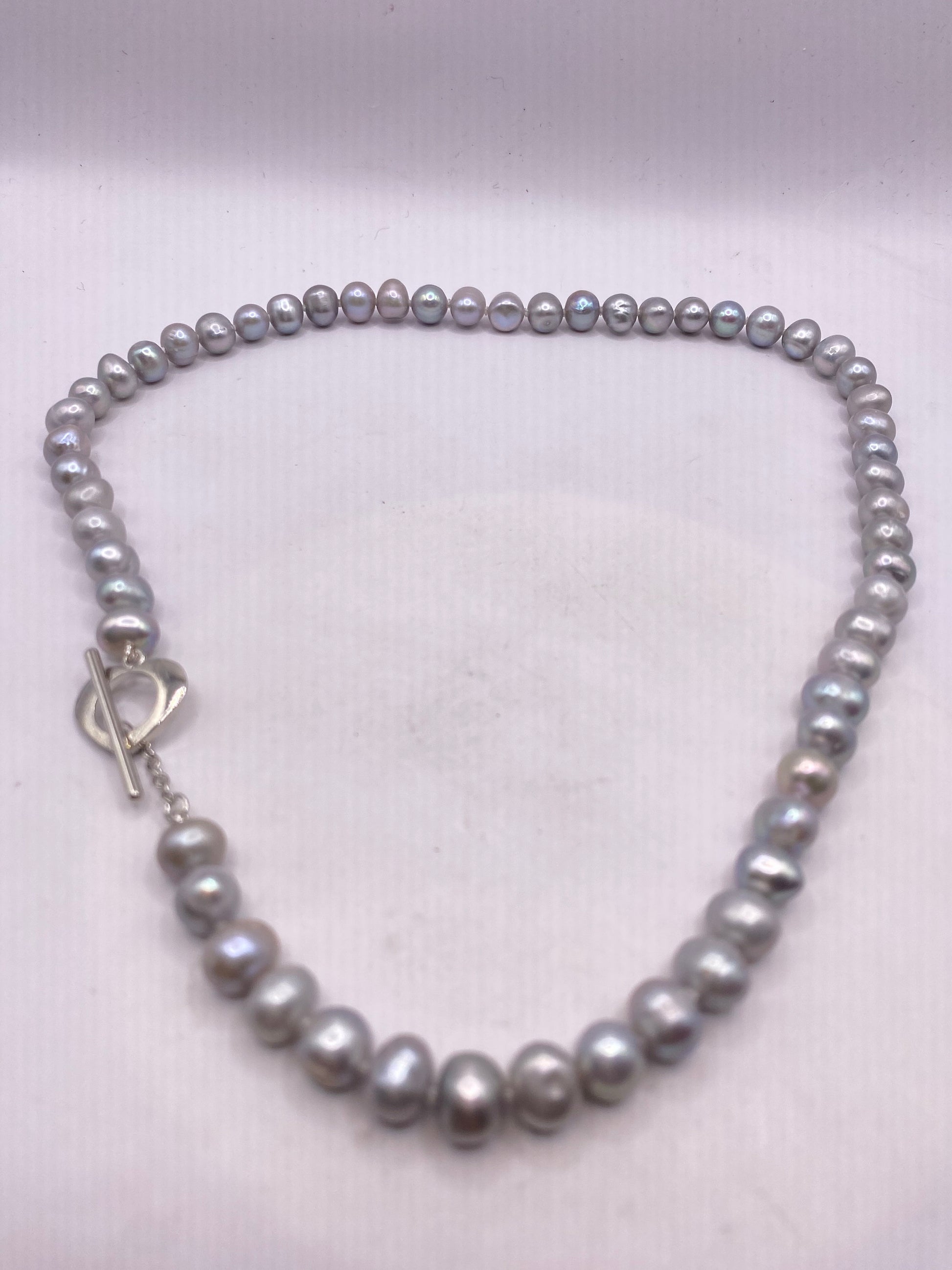 Vintage Hand Knotted m Gray Pearl 18 inch Necklace