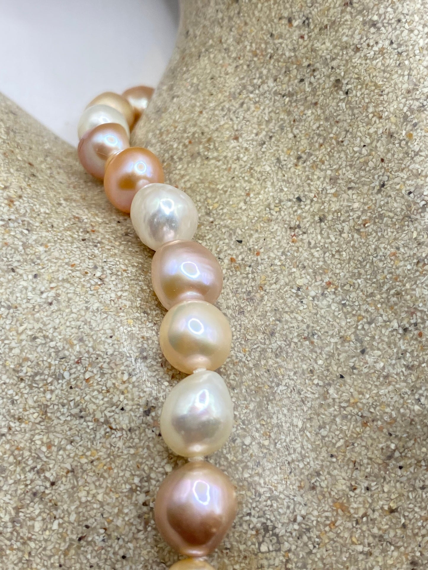 Vintage Hand Knotted Pink Pearl 18 inch Necklace