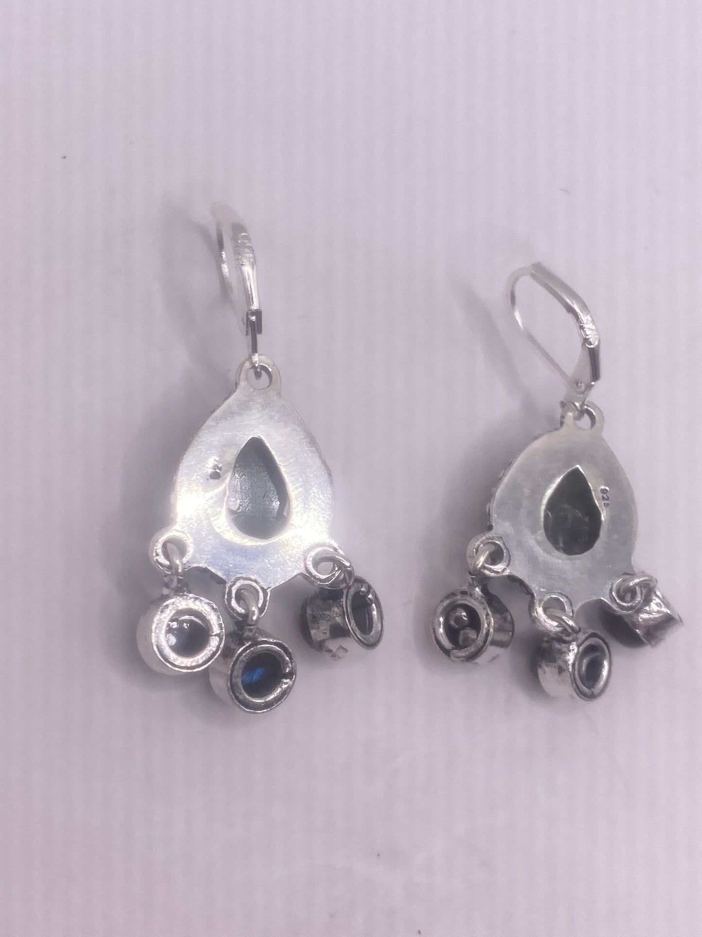 Vintage Labradorite Silver Dangle Earrings