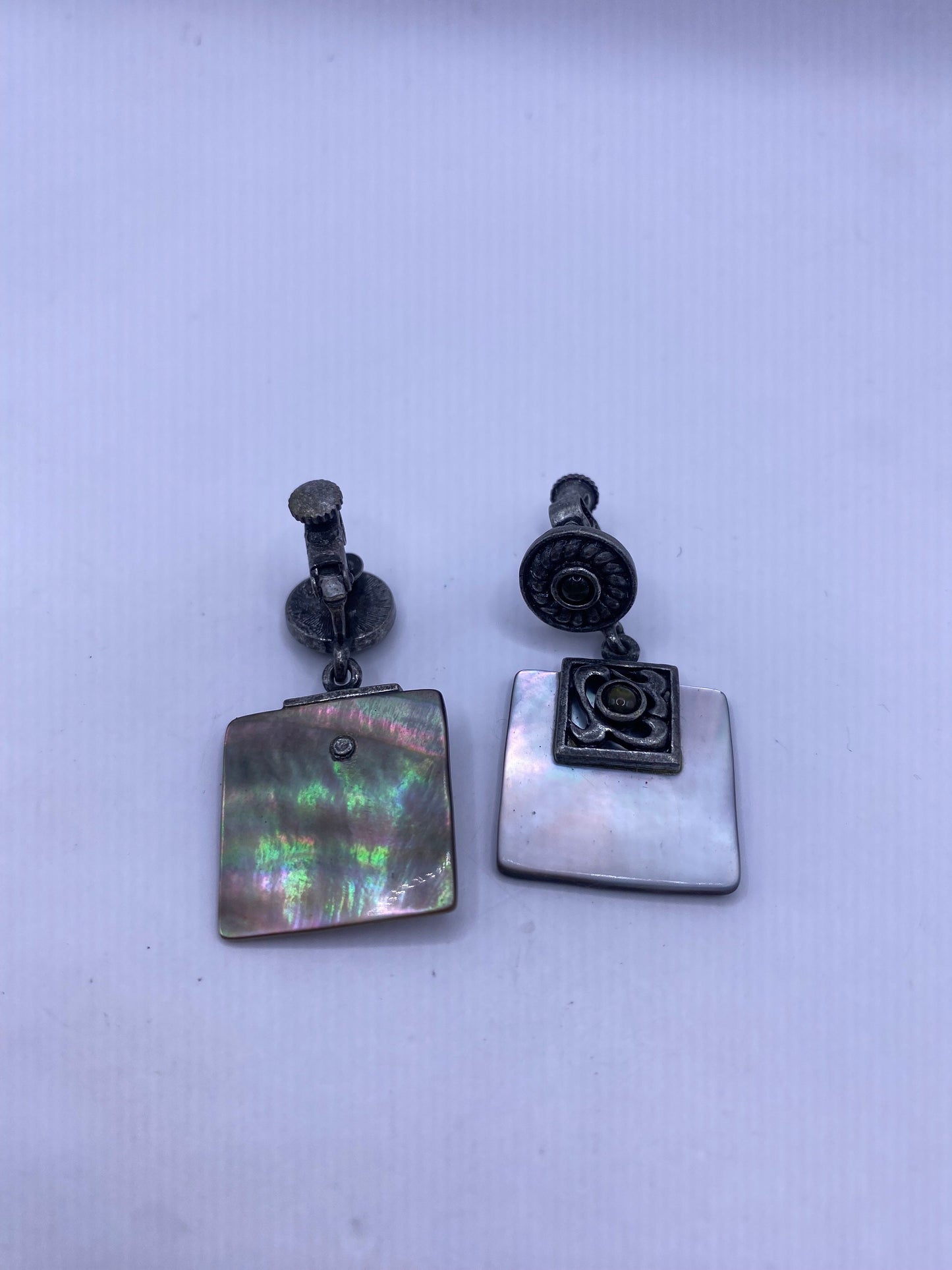 Antique Vintage 925 Sterling Silver Clip On button Earrings