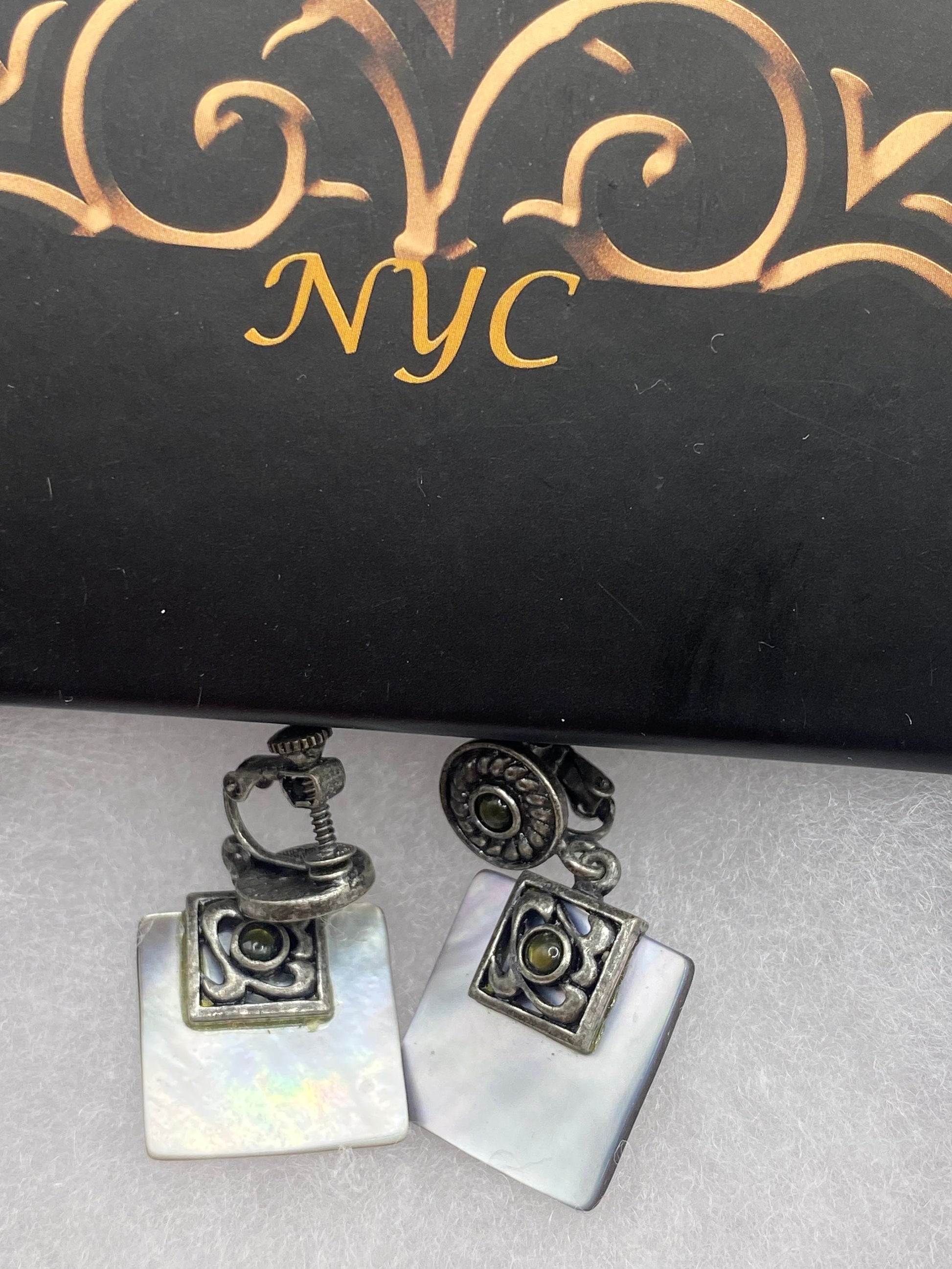 Antique Vintage 925 Sterling Silver Clip On button Earrings