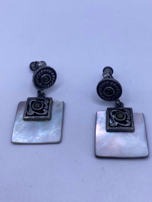 Antique Vintage 925 Sterling Silver Clip On button Earrings