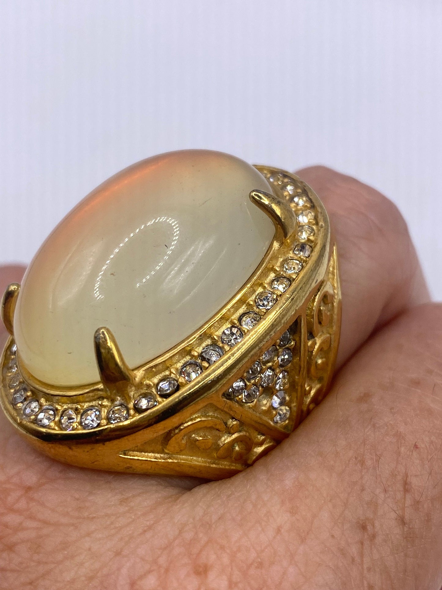 Vintage Opal Glass Cocktail Ring