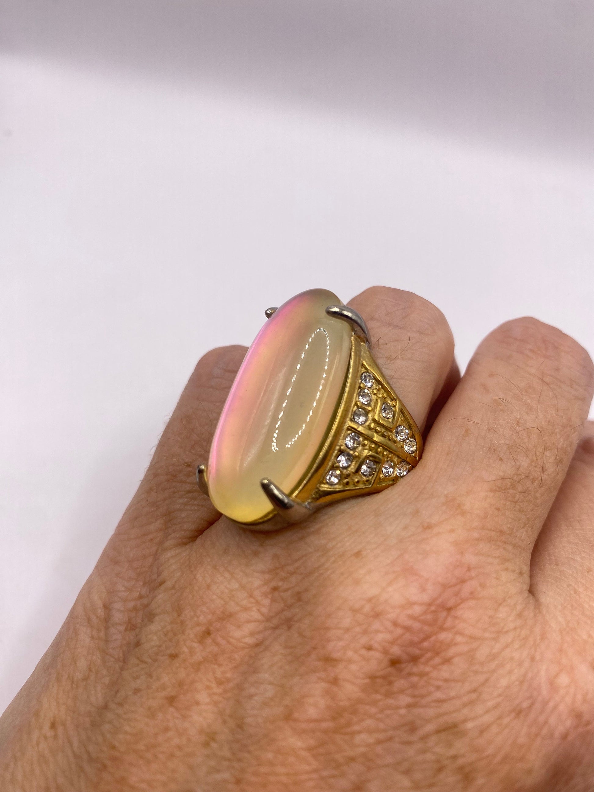 Vintage Opal Glass Cocktail Ring