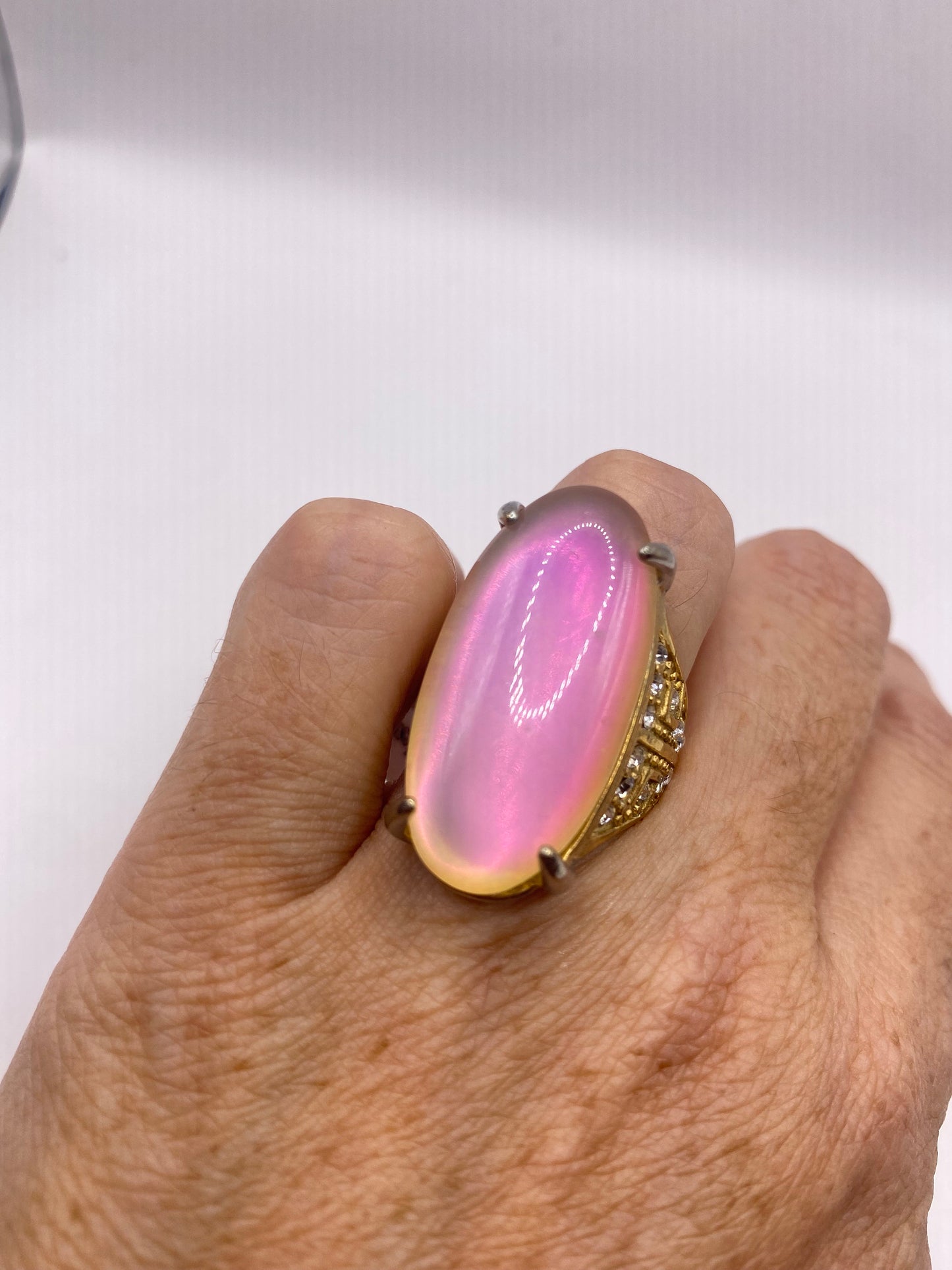 Vintage Opal Glass Cocktail Ring