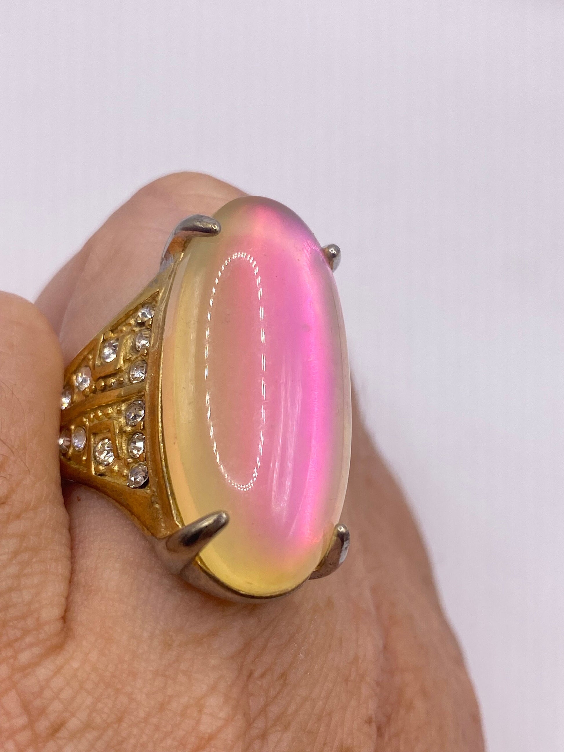 Vintage Opal Glass Cocktail Ring