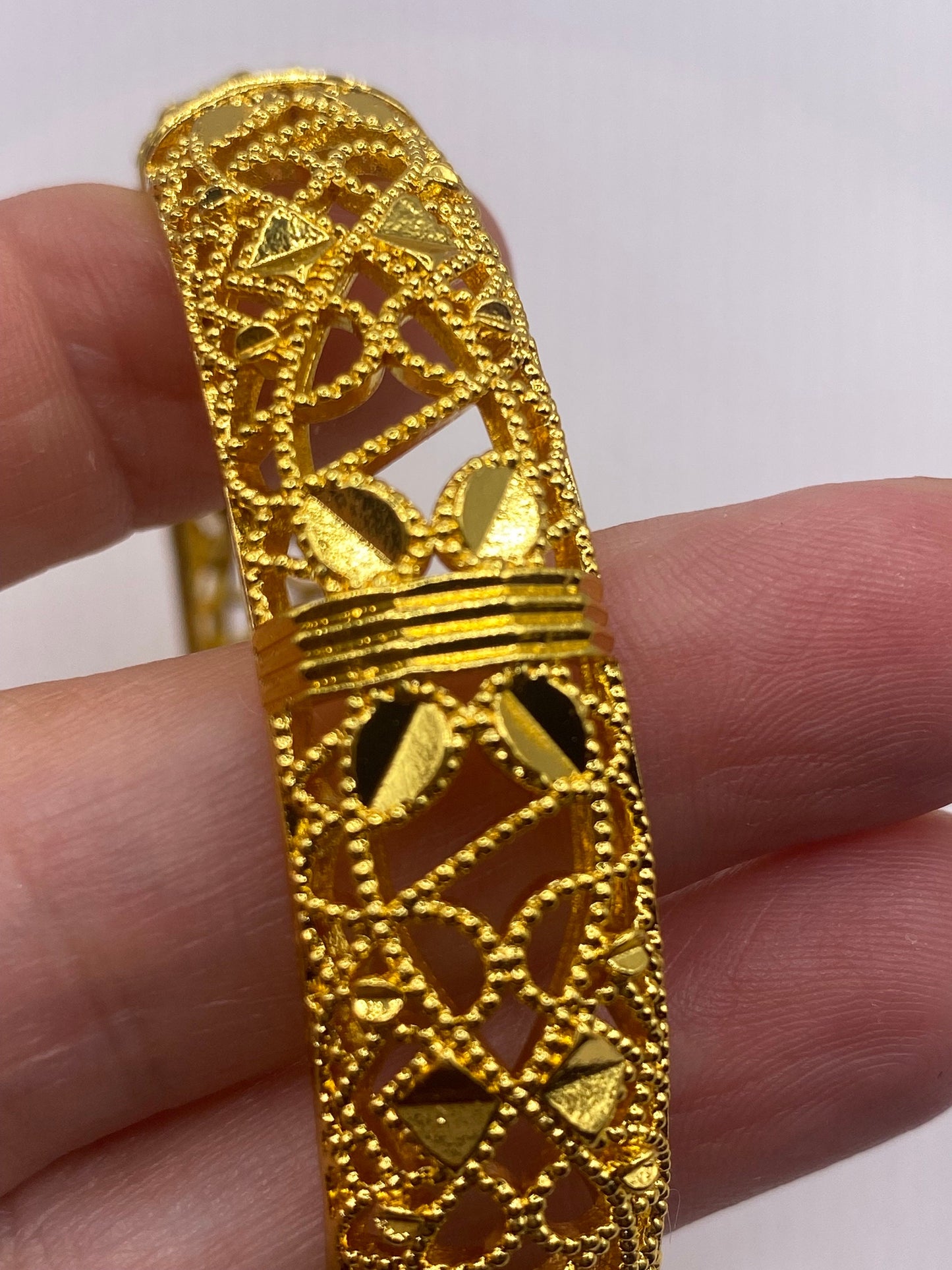 Vintage Bangle Bracelet Golden Bronze filigree