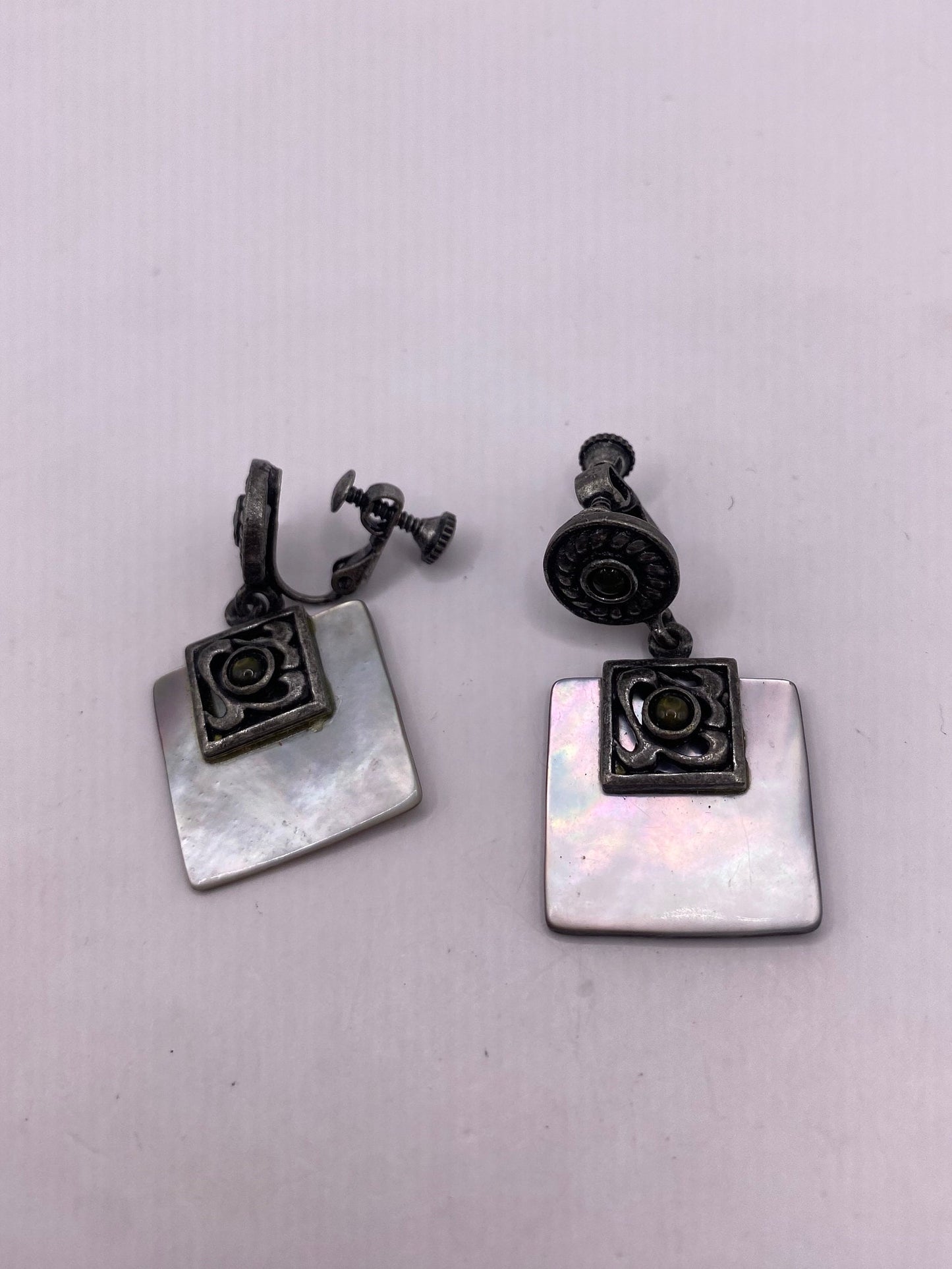 Antique Vintage 925 Sterling Silver Clip On button Earrings