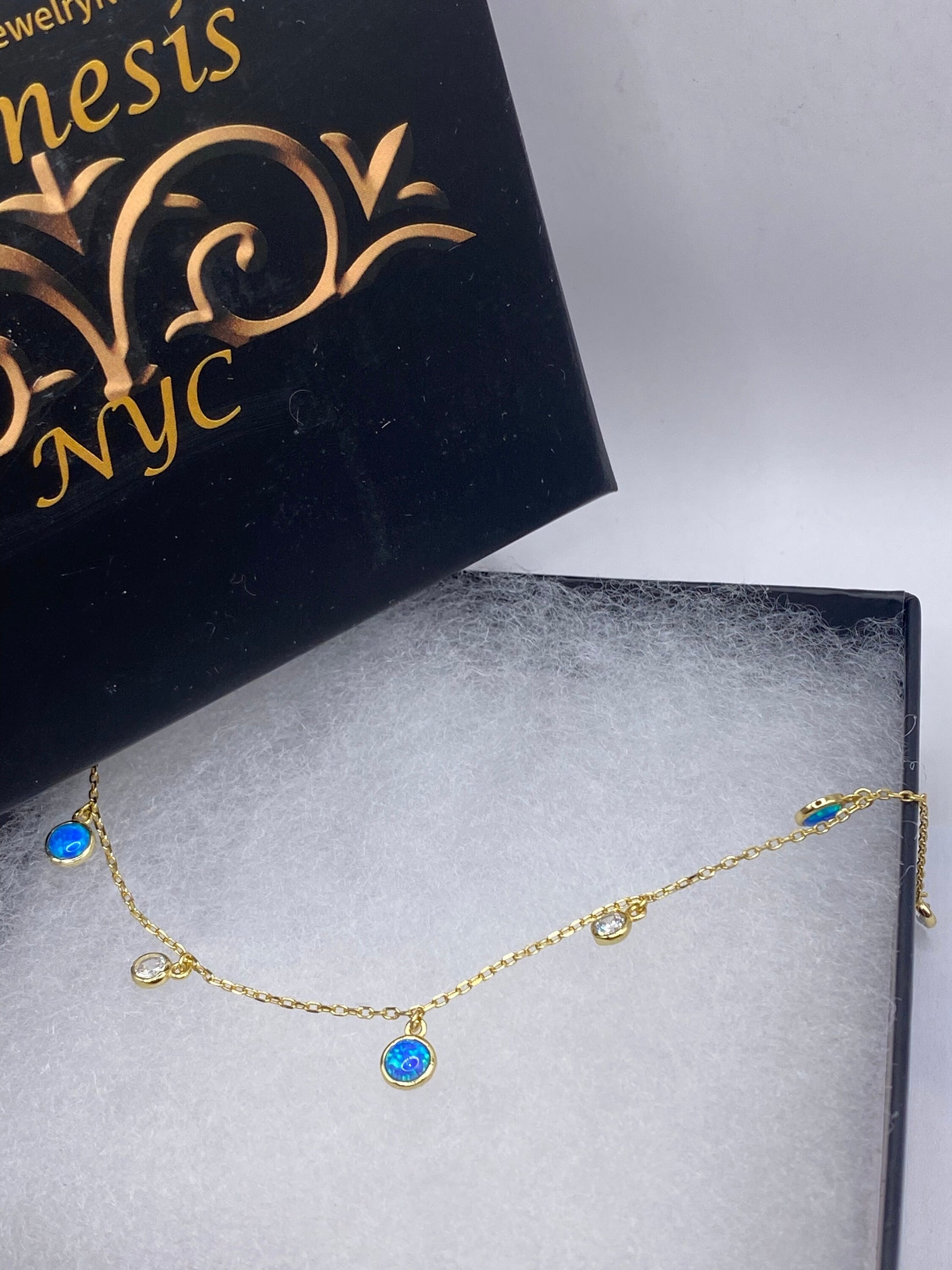 Vintage Blue Fire Opal Choker 925 Sterling Silver Pendant Necklace