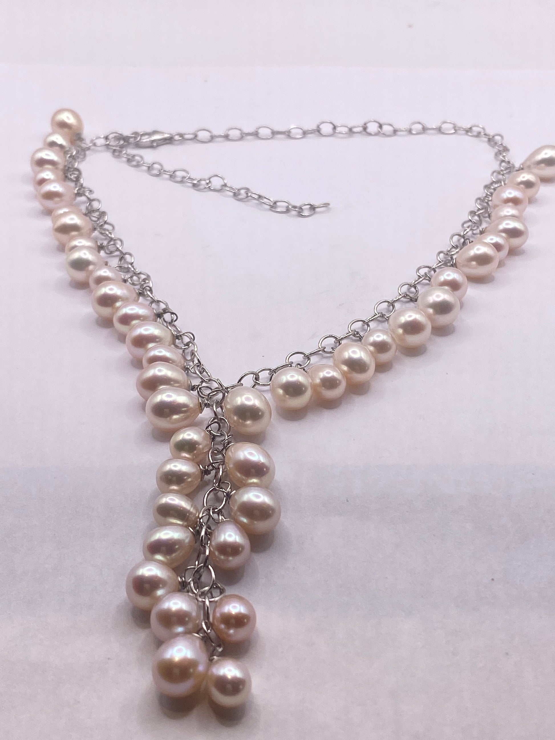 Vintage Pink Pearl 16- 18 inch Y Necklace