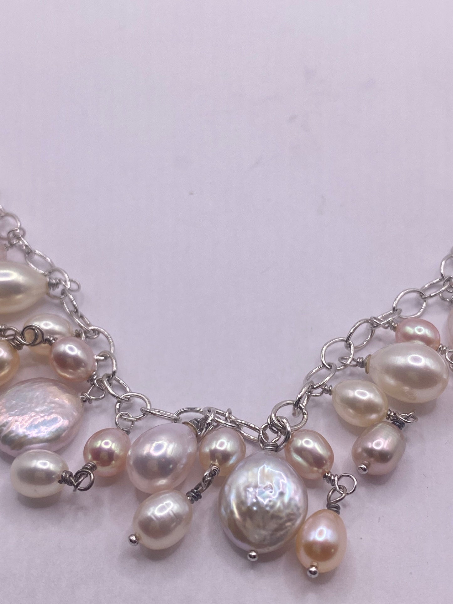 Vintage White Pearl 16- 18 inch Charm Necklace