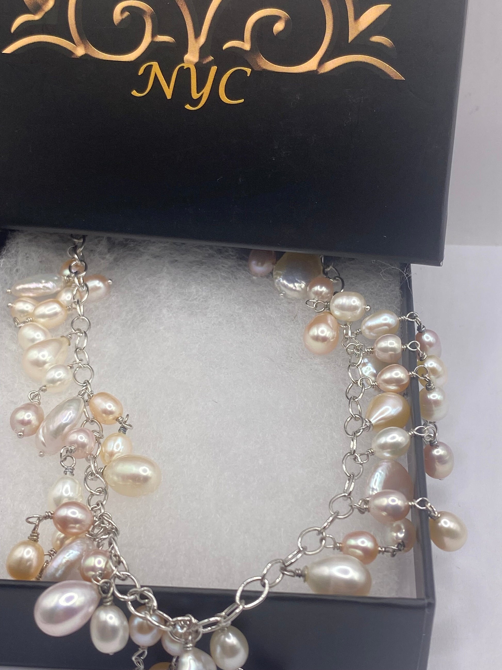 Vintage White Pearl 16- 18 inch Charm Necklace