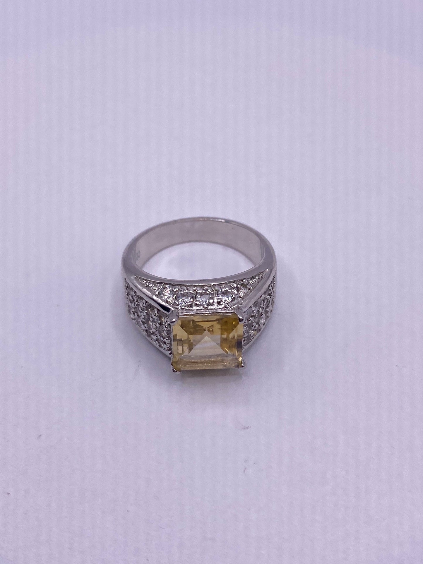 Vintage Golden Citrine 925 Sterling Silver Ring