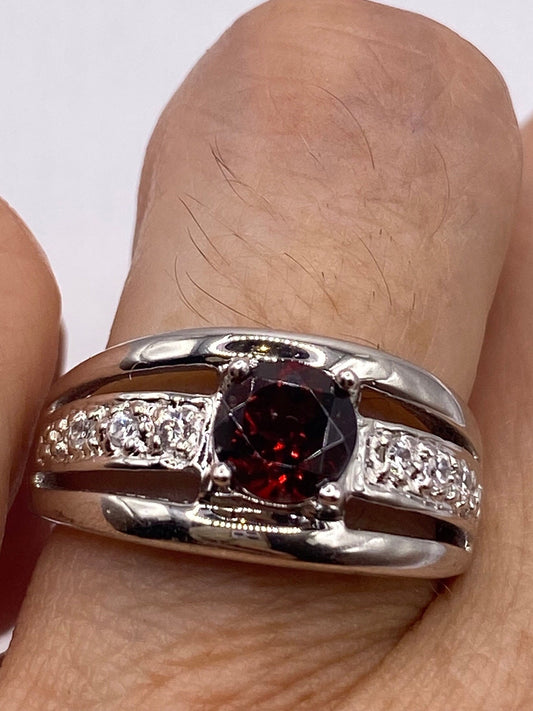 Vintage Red Bohemian Garnet Ring 925 Sterling Silver Size 7