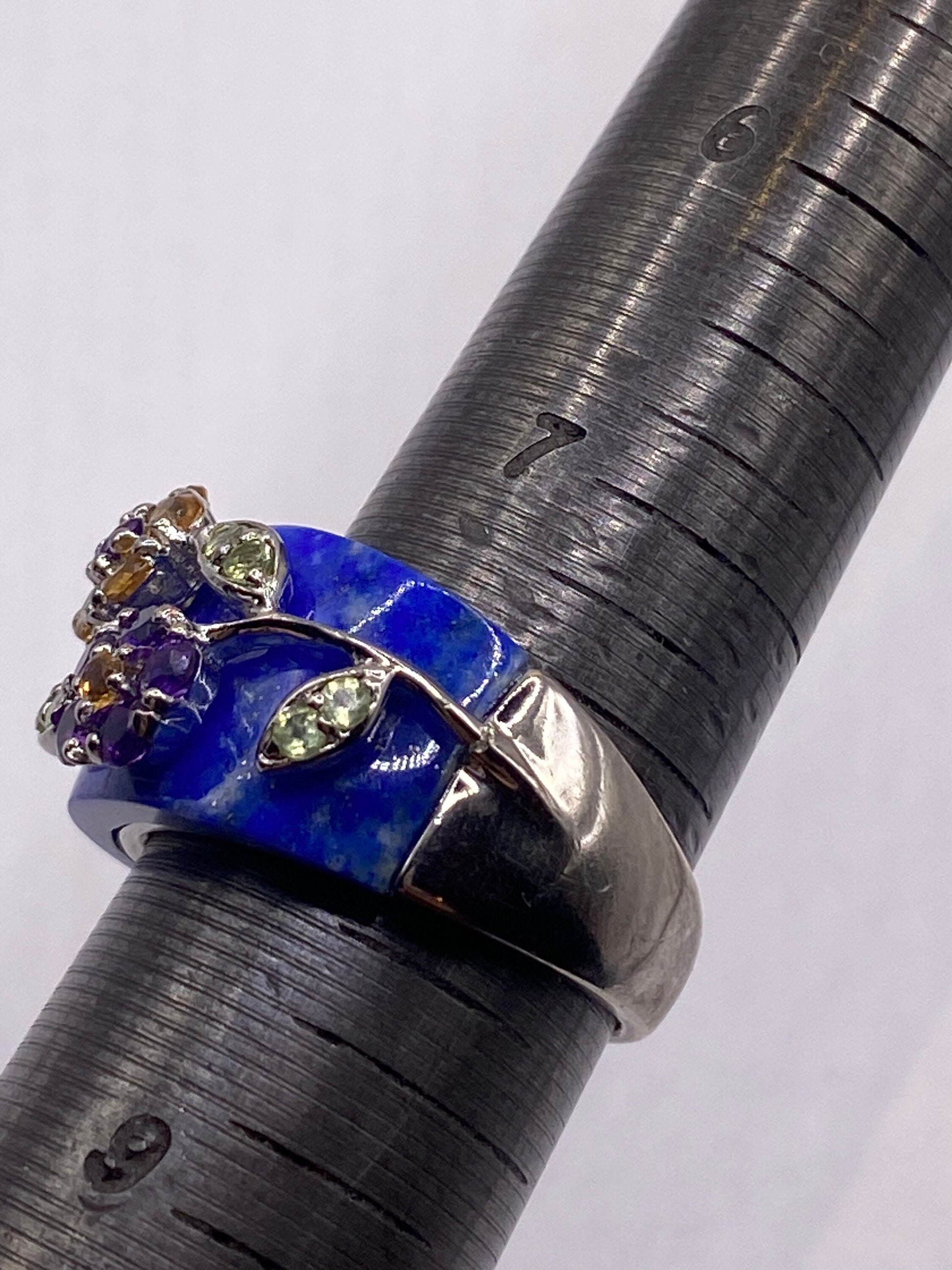 Vintage deep lapis lazuli 925 Sterling Silver Ring