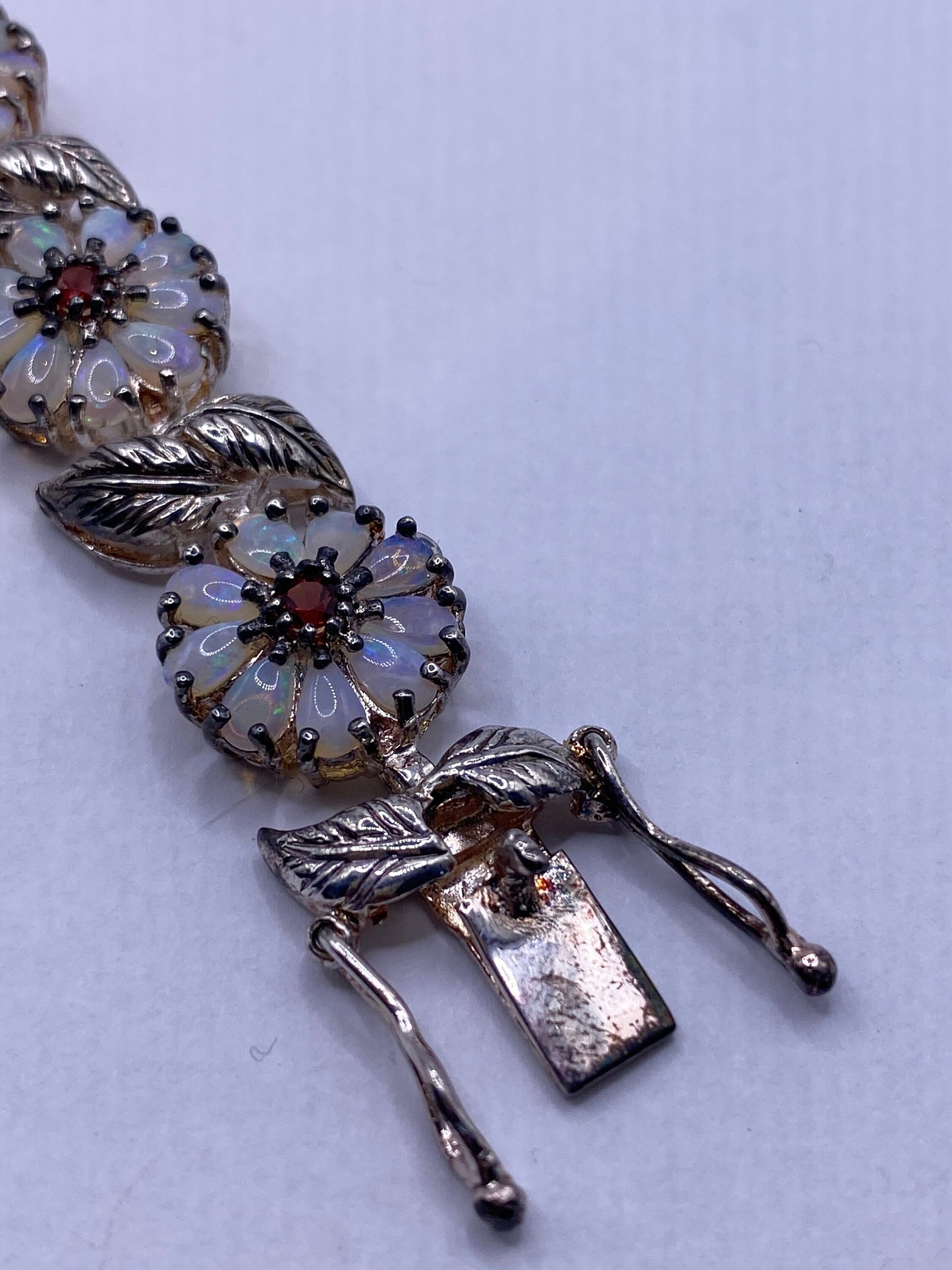 Vintage Opal Flower Bracelet 925 Sterling Silver