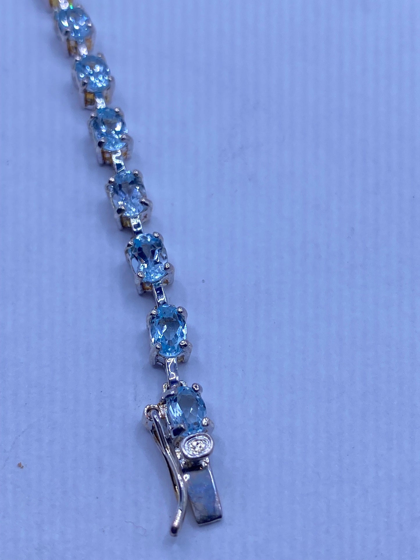 Vintage Blue Topaz 925 Sterling Silver Tennis Bracelet