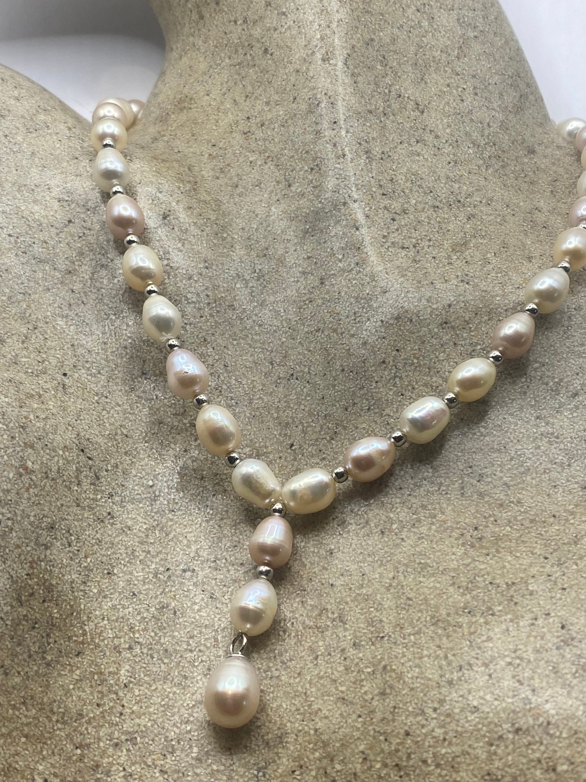 Vintage White Pearl 16 inch Y Necklace