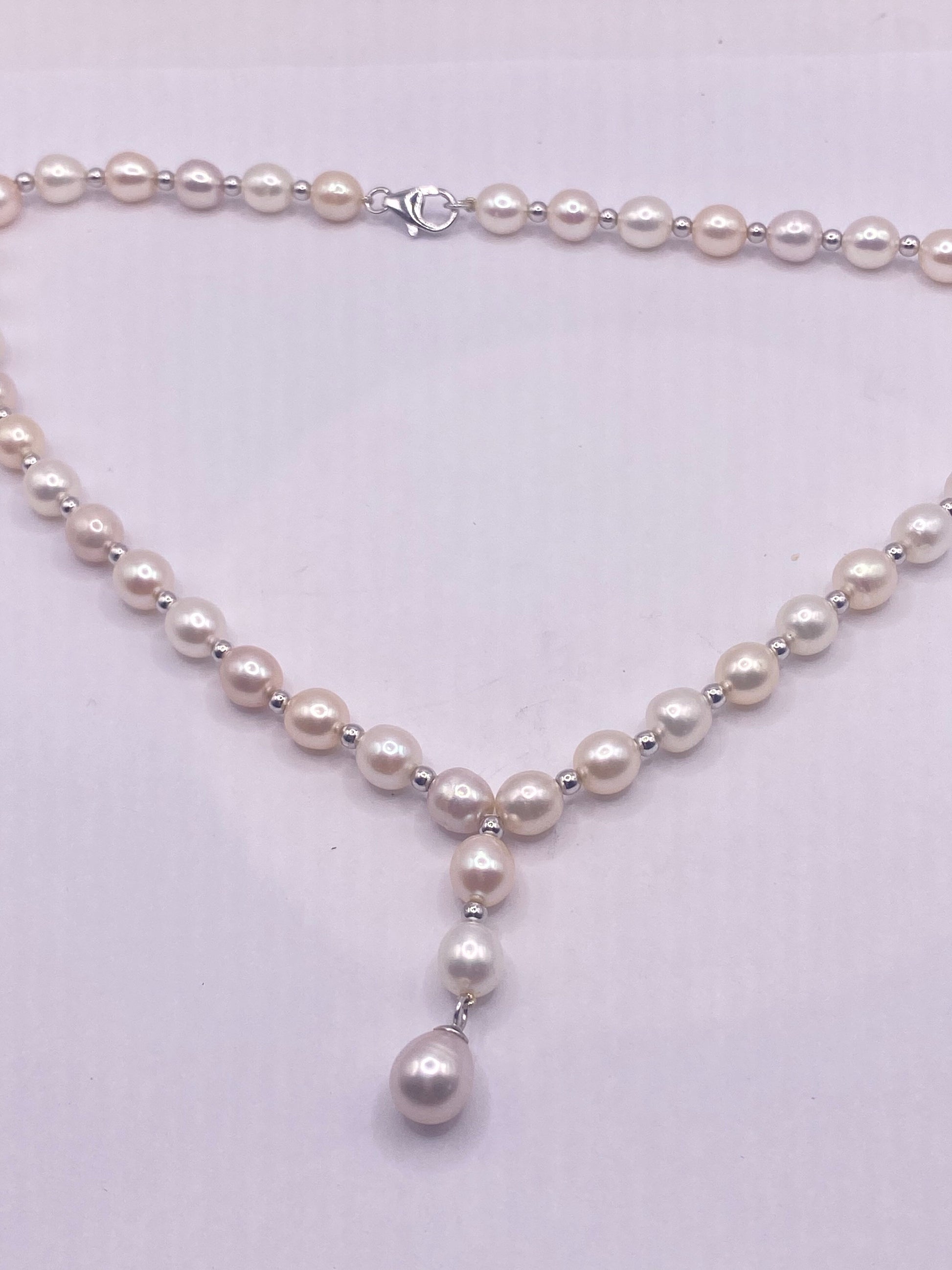 Vintage White Pearl 16 inch Y Necklace