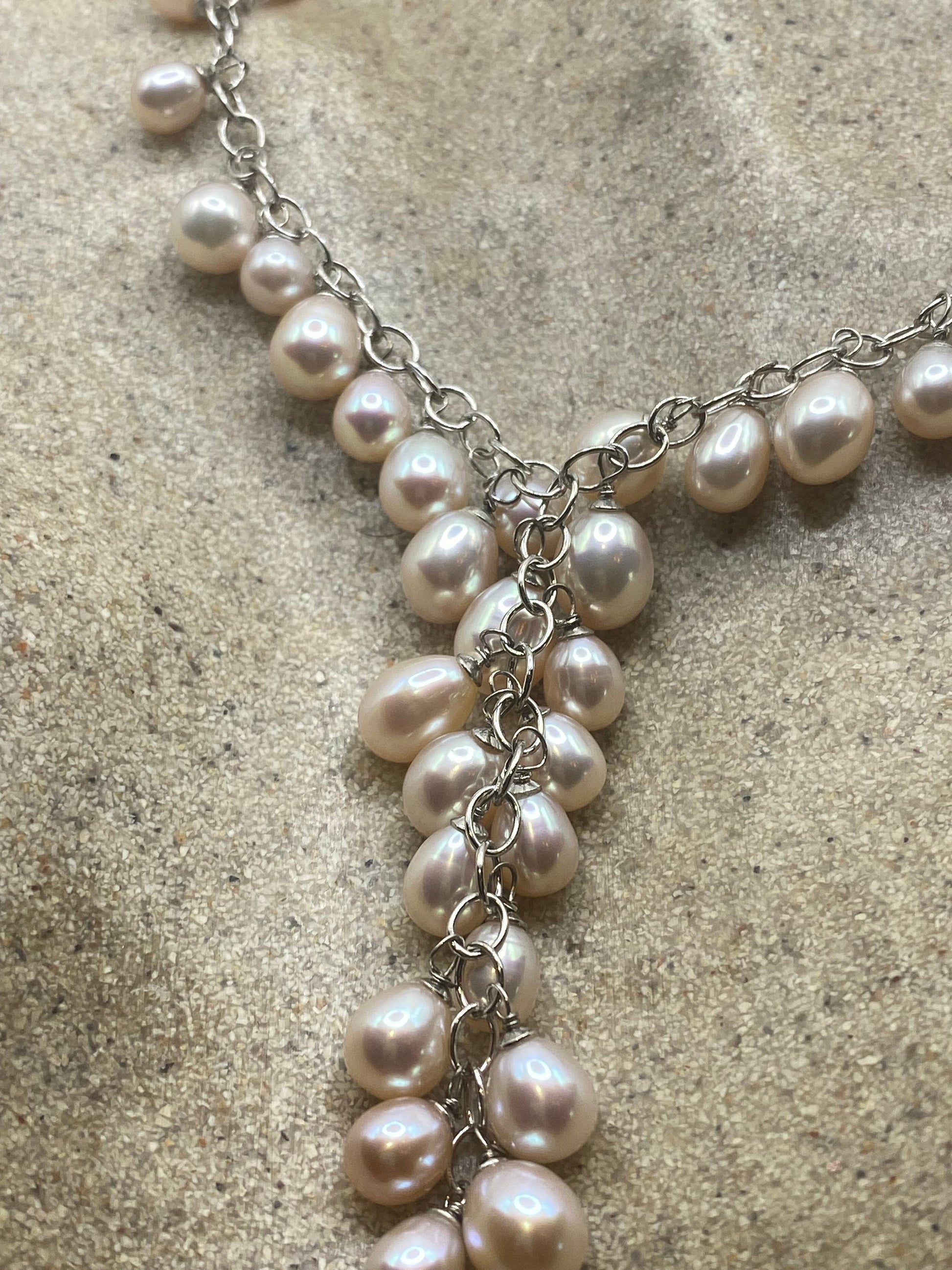 Vintage Pink Pearl 16- 18 inch Y Necklace