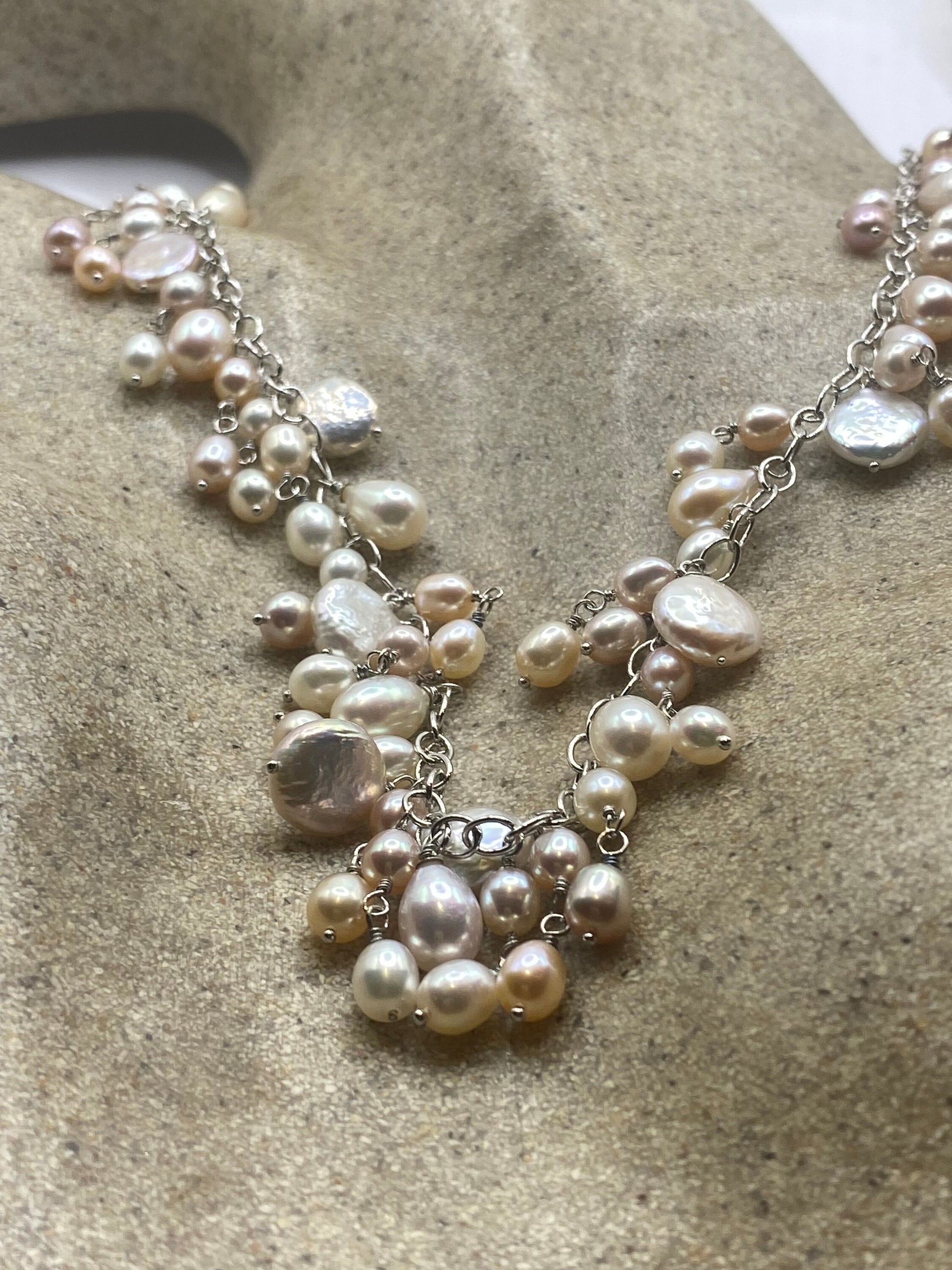 Vintage White Pearl 16- 18 inch Charm Necklace