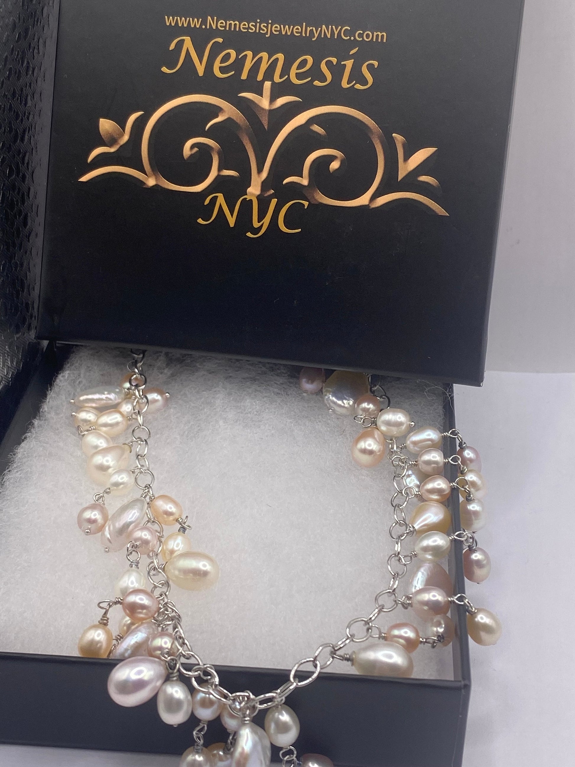 Vintage White Pearl 16- 18 inch Charm Necklace