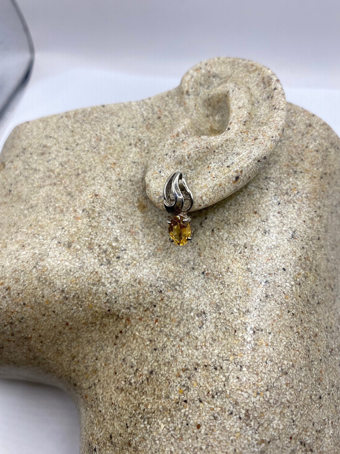 Vintage Citrine Earrings 925 Sterling Silver Drop Dangle